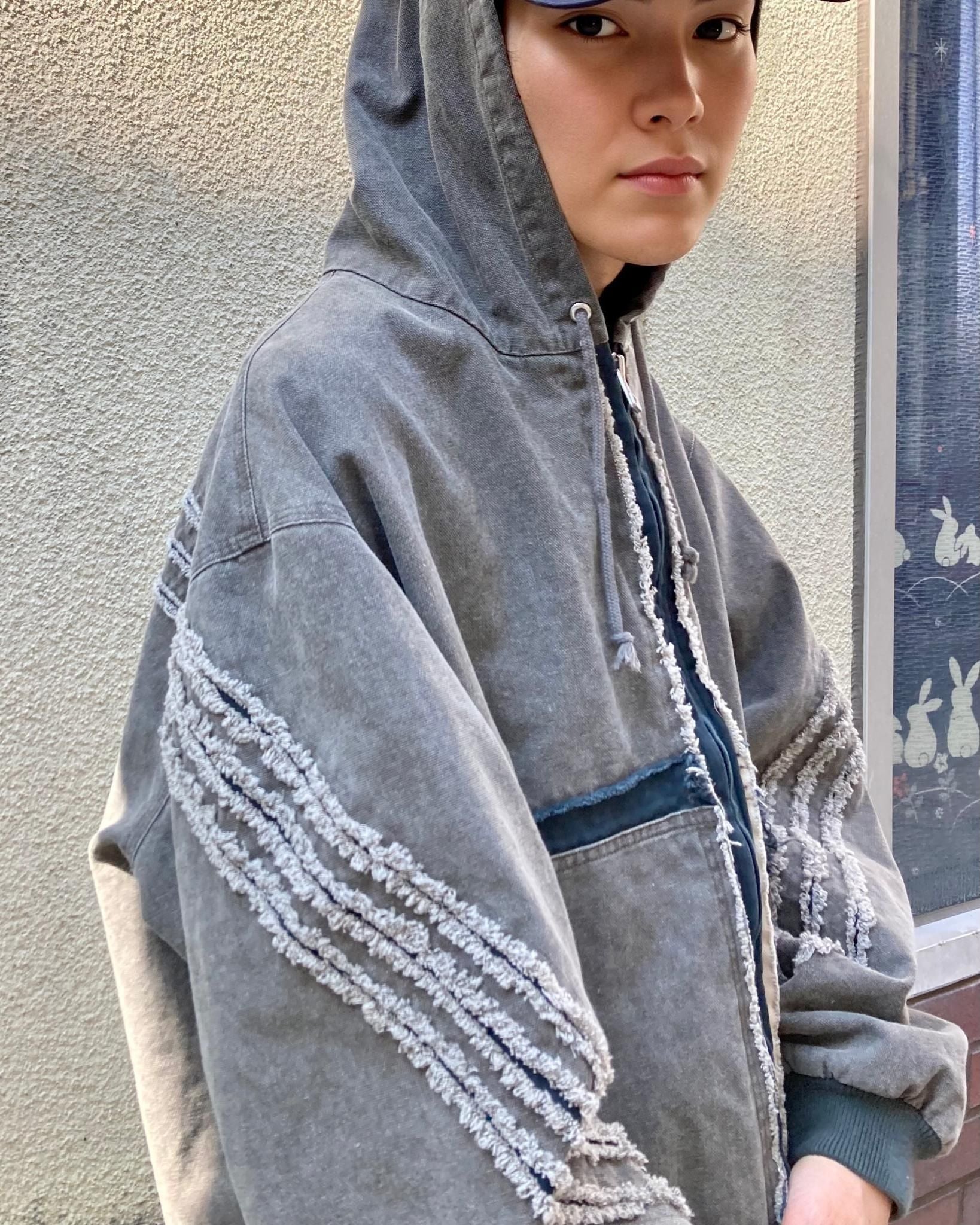 ROTOL / SLASH CANVAS HOODIE JACKET - Charcoal