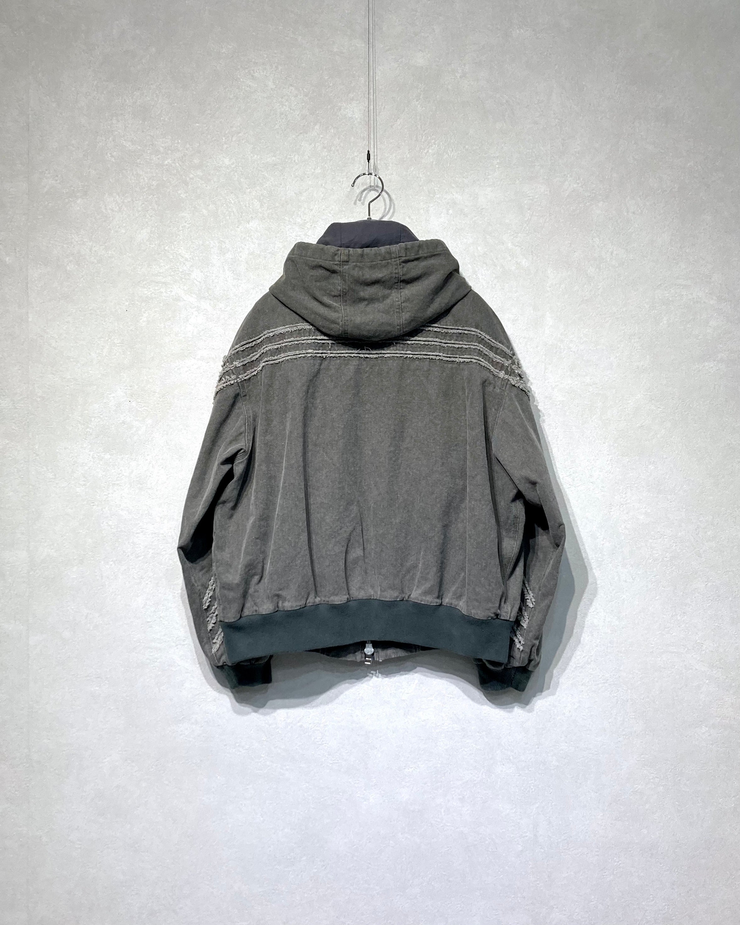 ROTOL / SLASH CANVAS HOODIE JACKET - Charcoal
