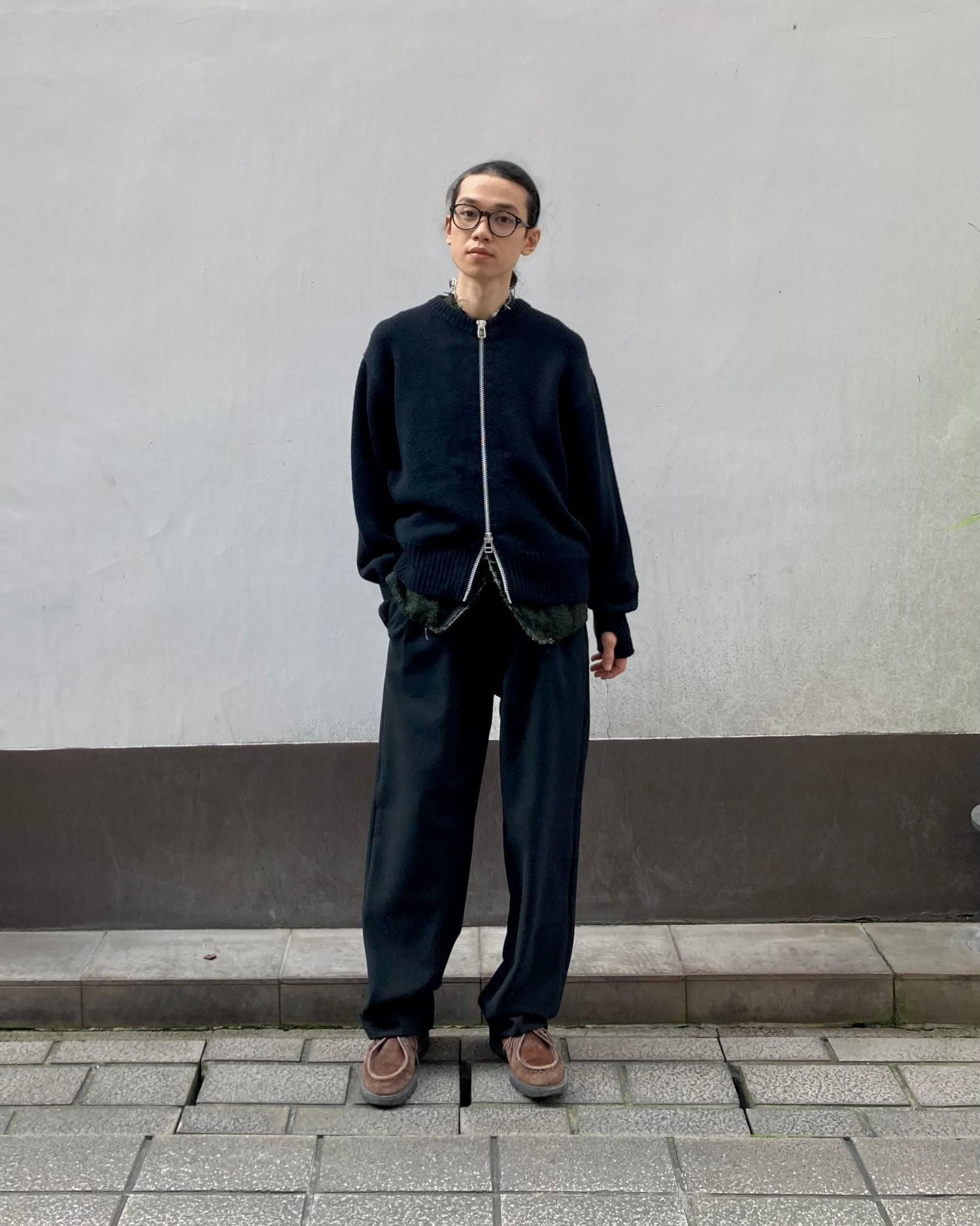 ROTOL / WOOL CASHMERE ZIP KNIT SWEATER - Black