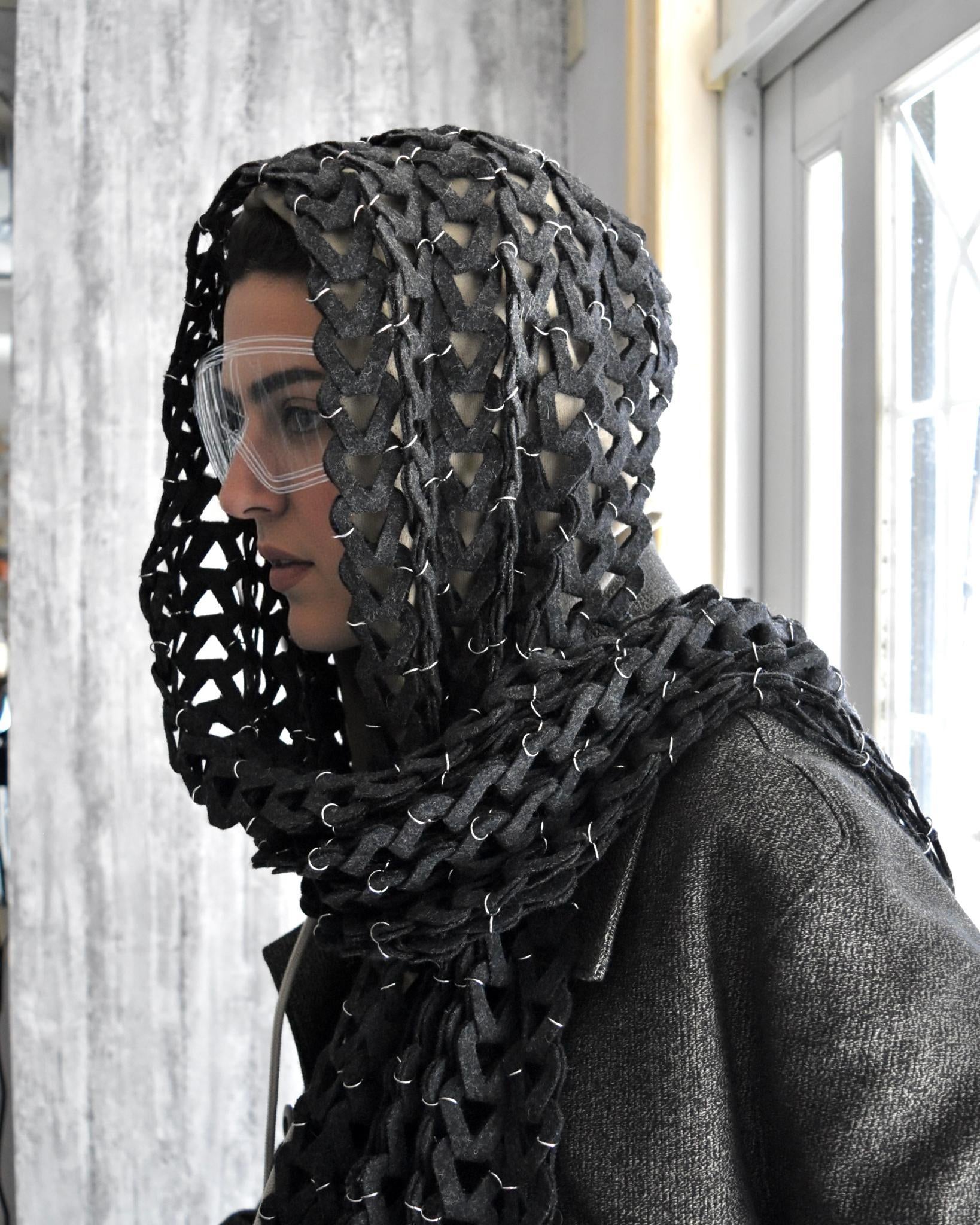 OPPOSE DUALITY / MELTON SNAKE SCARF - Black