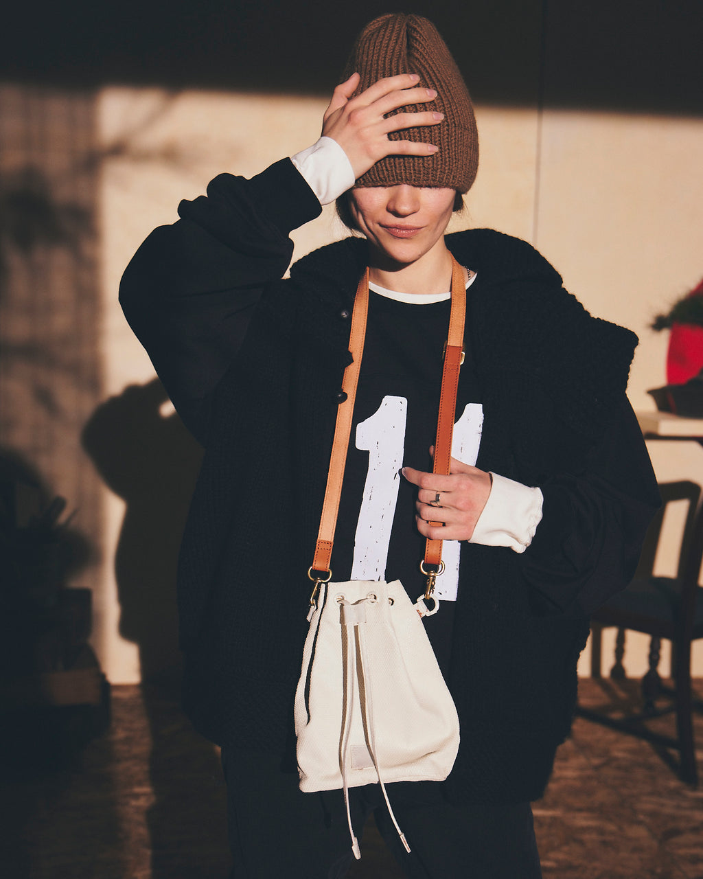 REFOMED / "KINCHAKU" SASHIKO BAG - Off