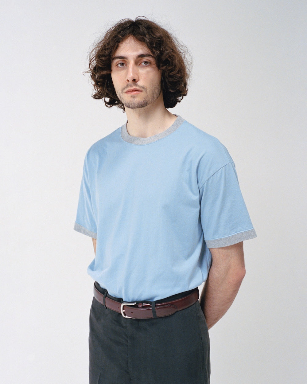 ISSUETHINGS / TYPE108/Cut&sew/Bicolor - Gray×light blue