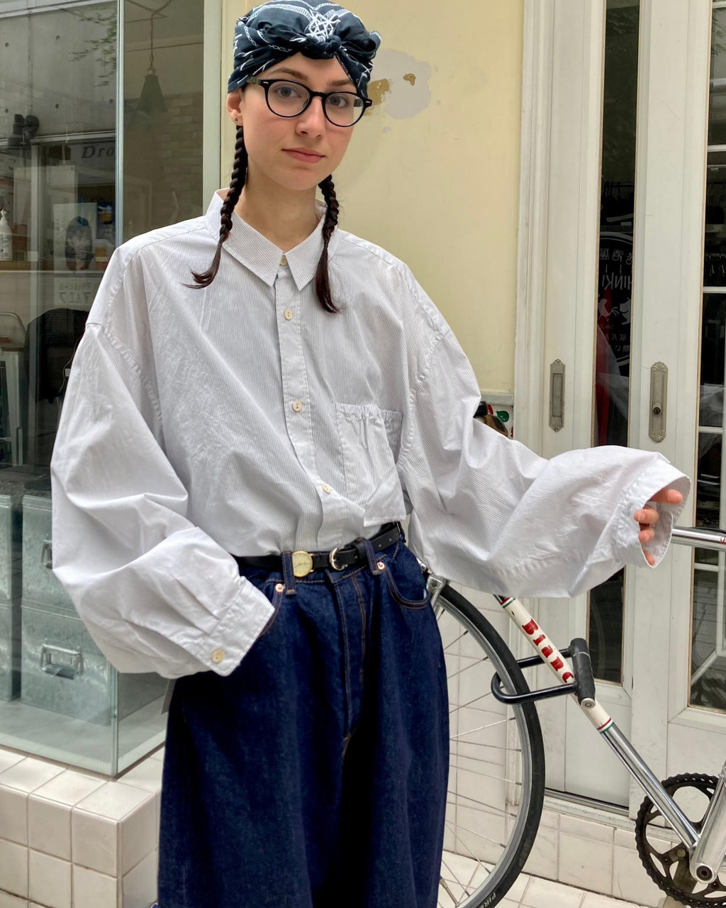 REFOMED / WRIST PATCH WIDE SHIRT "STRIPE" - Off