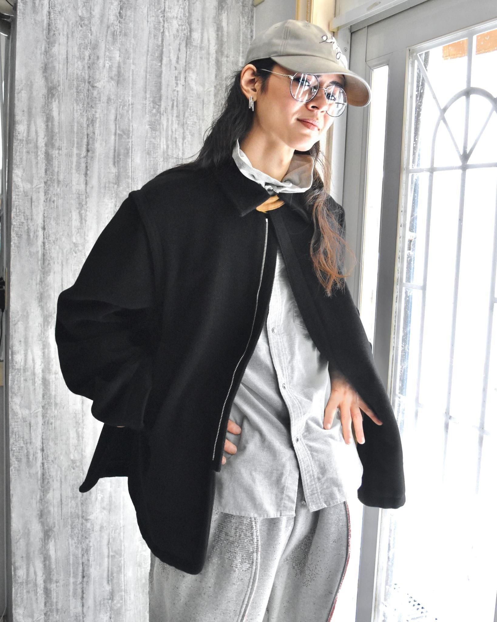 CALL / MELTON SHORT COAT - Black