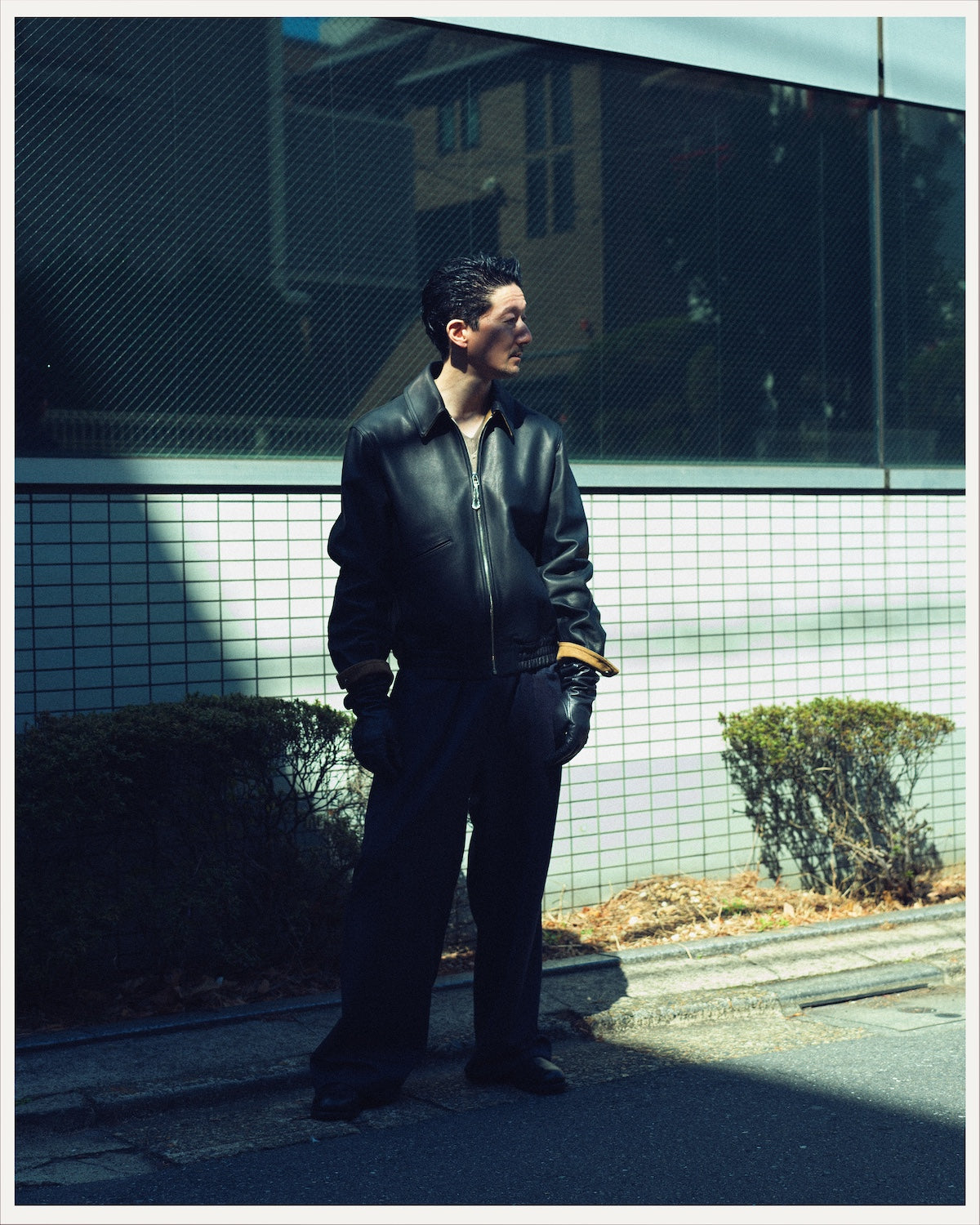 CALL / ZIP-UP LEATHER BLOUSON - Black