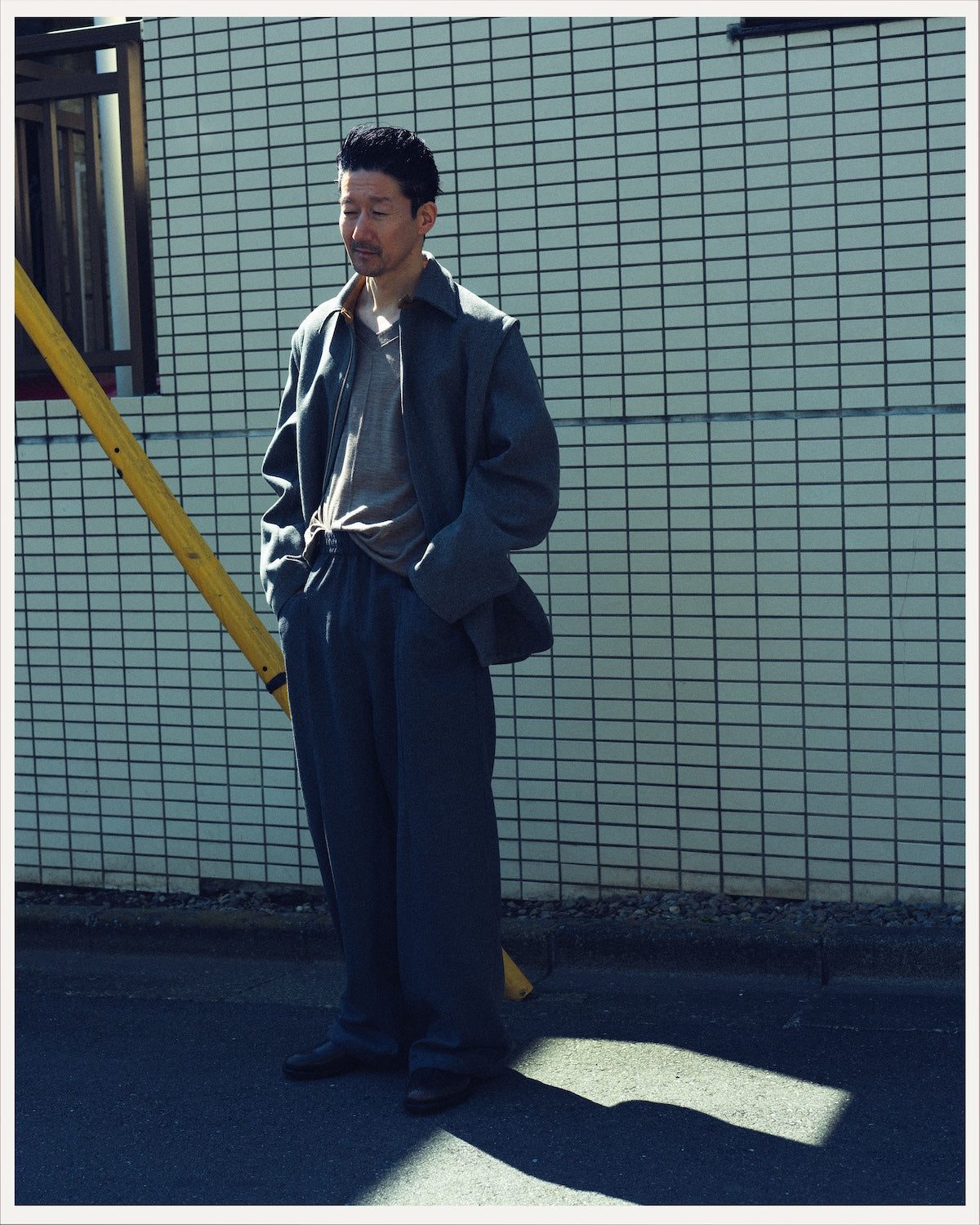 CALL / WIDE WOOL TROUSERS - Navy