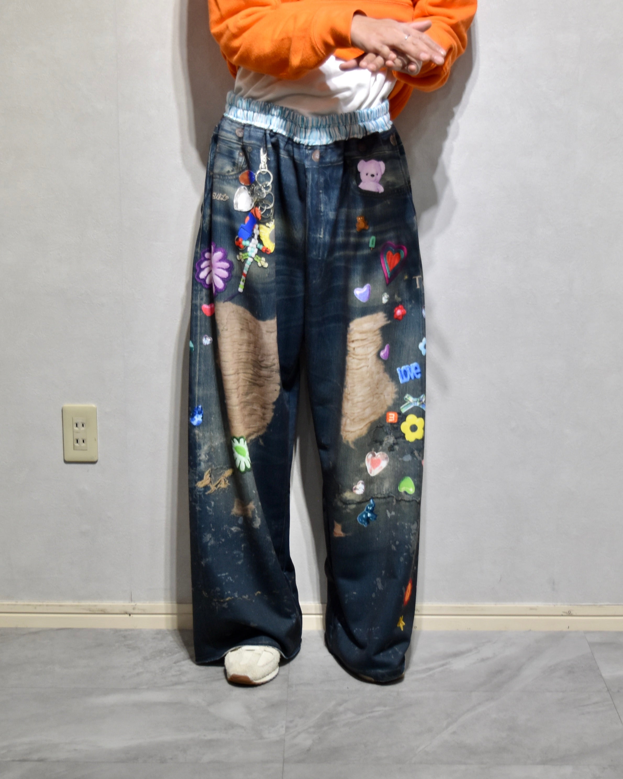 TOY DEVIL / TRANSFER PRINT SWEAT PANTS DENIM