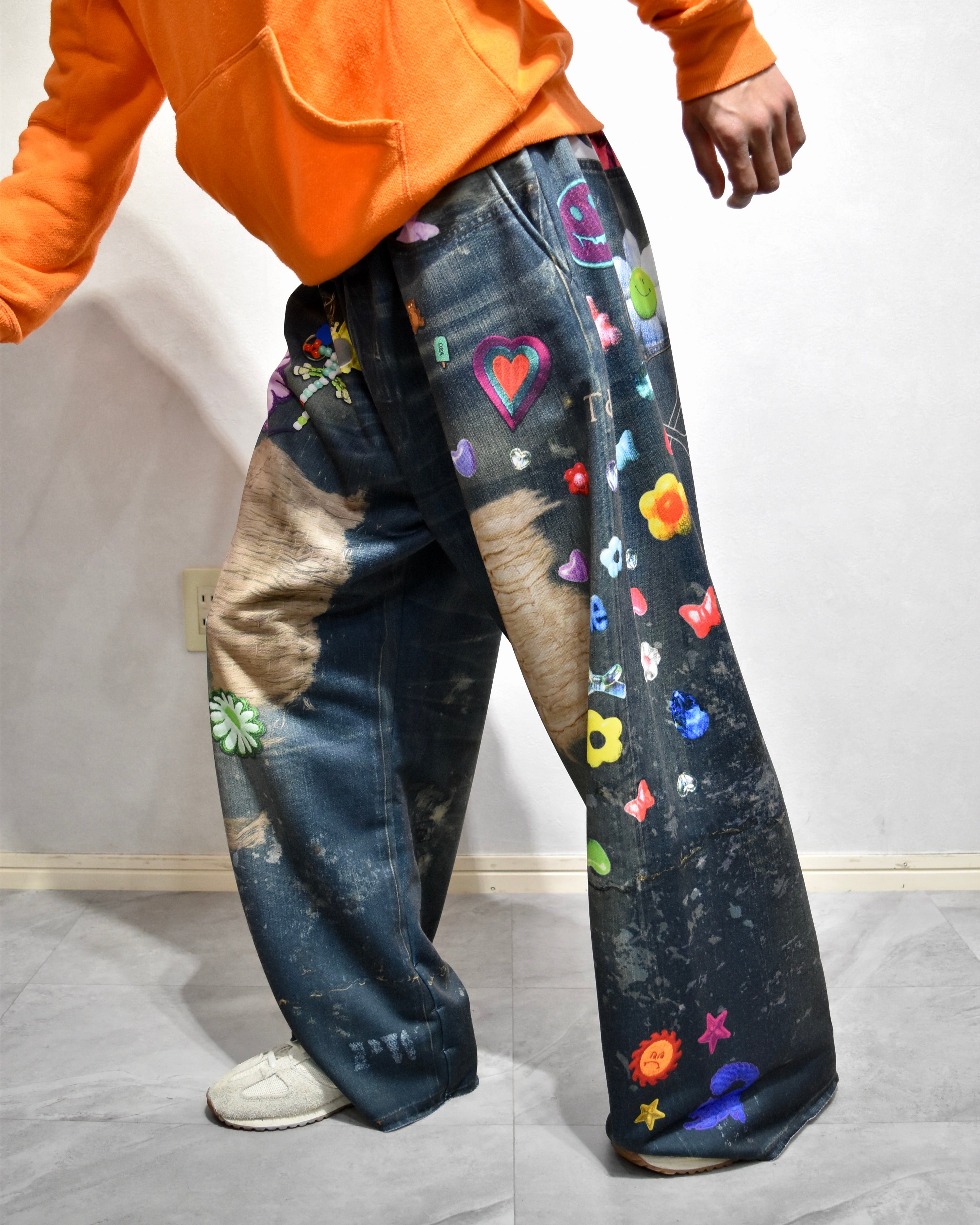 TOY DEVIL / TRANSFER PRINT SWEAT PANTS DENIM