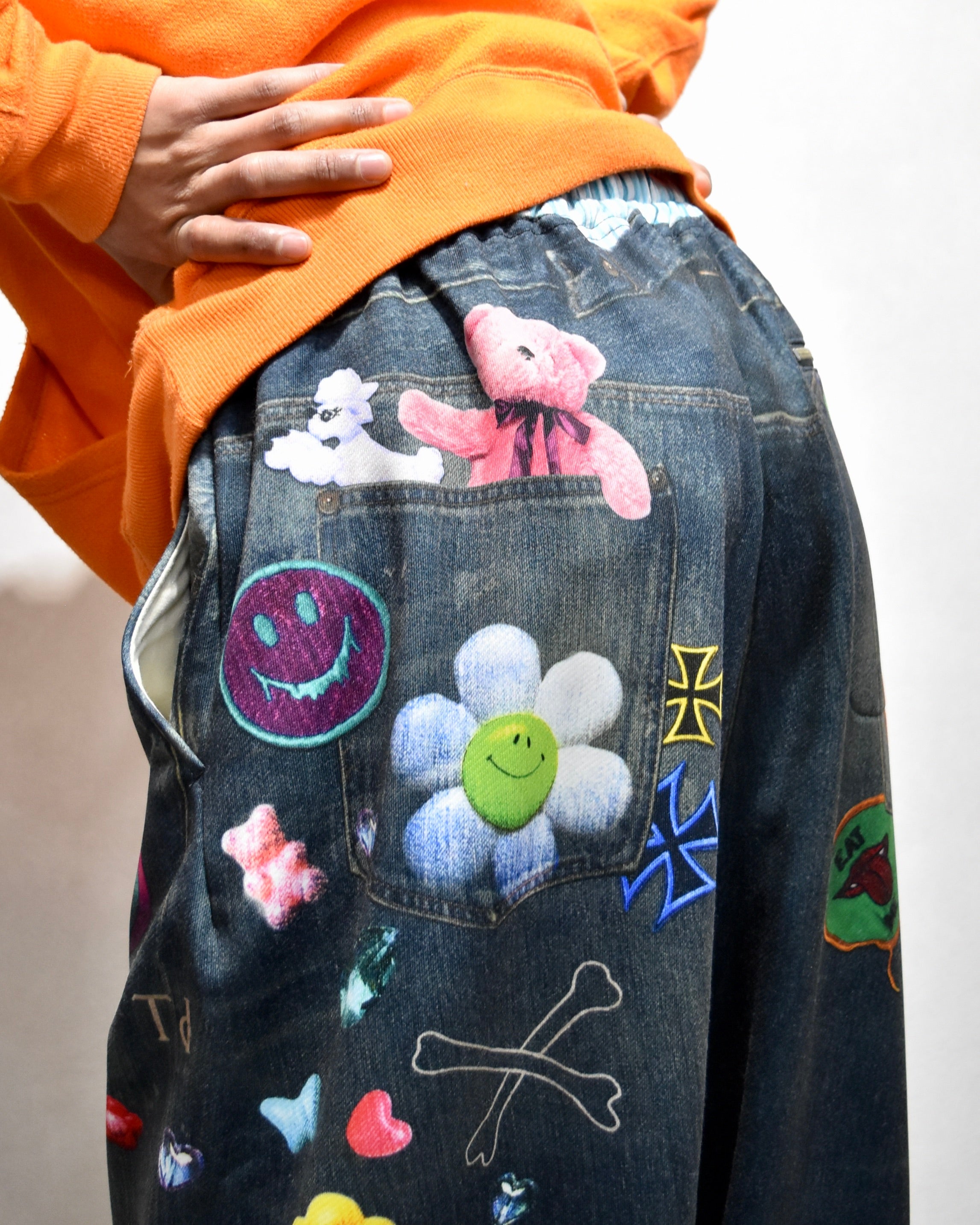 TOY DEVIL / TRANSFER PRINT SWEAT PANTS DENIM