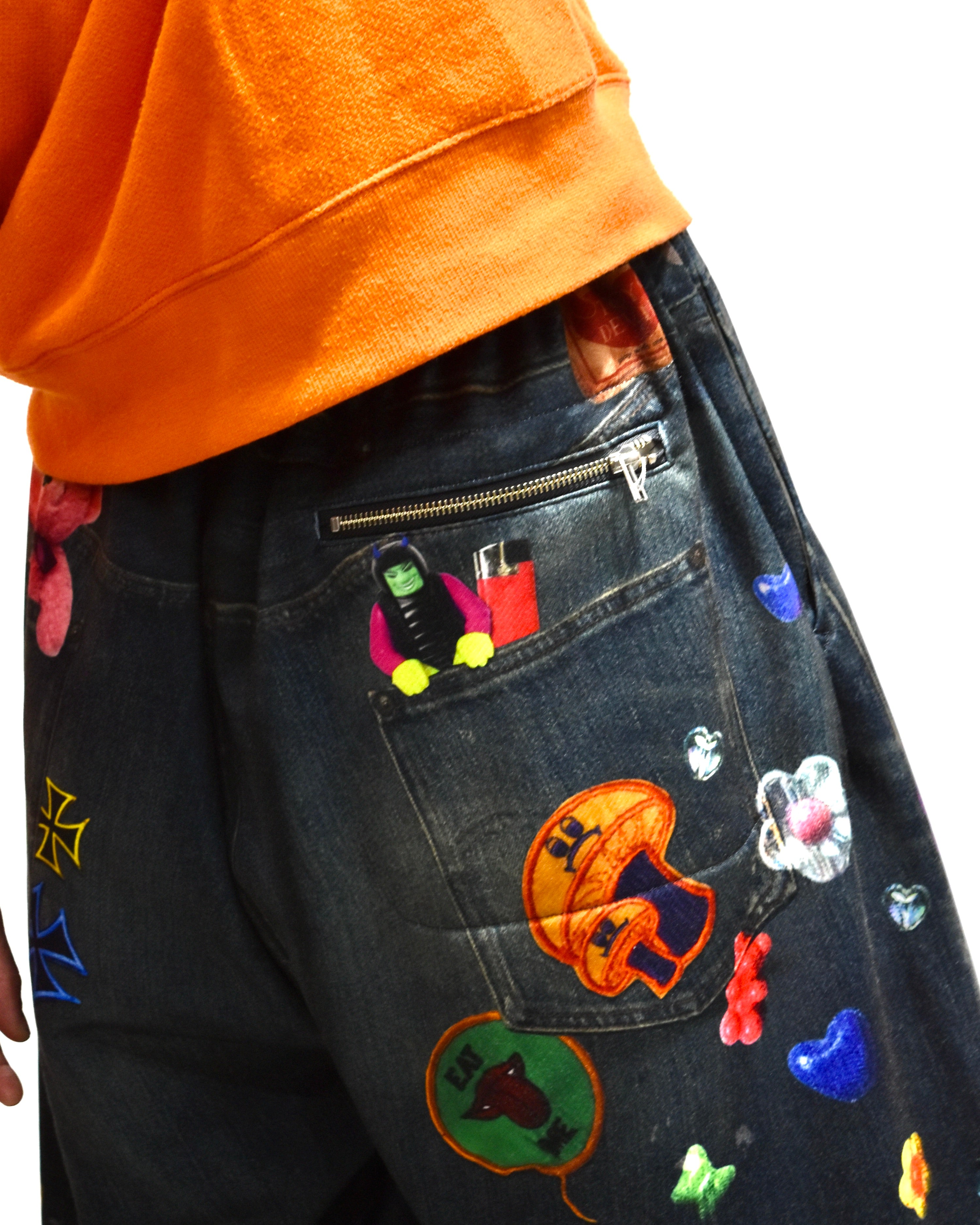 TOY DEVIL / TRANSFER PRINT SWEAT PANTS DENIM