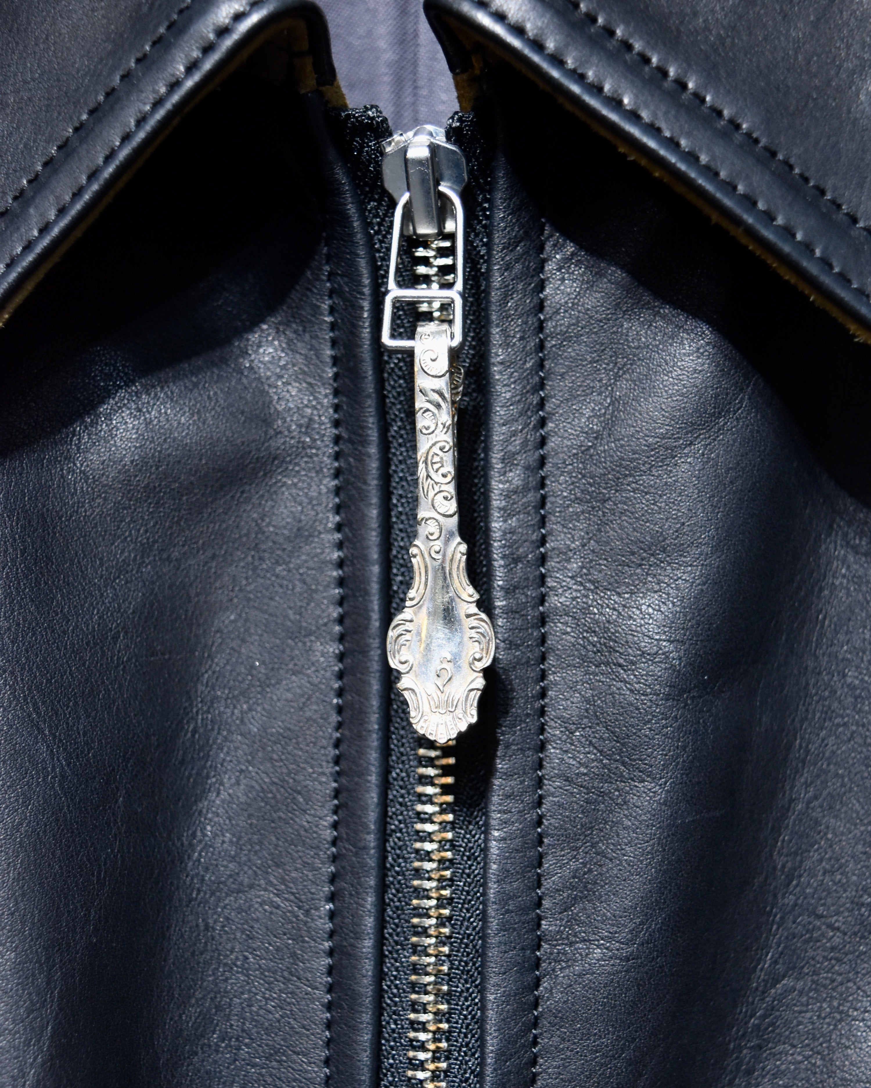 CALL / ZIP-UP LEATHER BLOUSON - Black