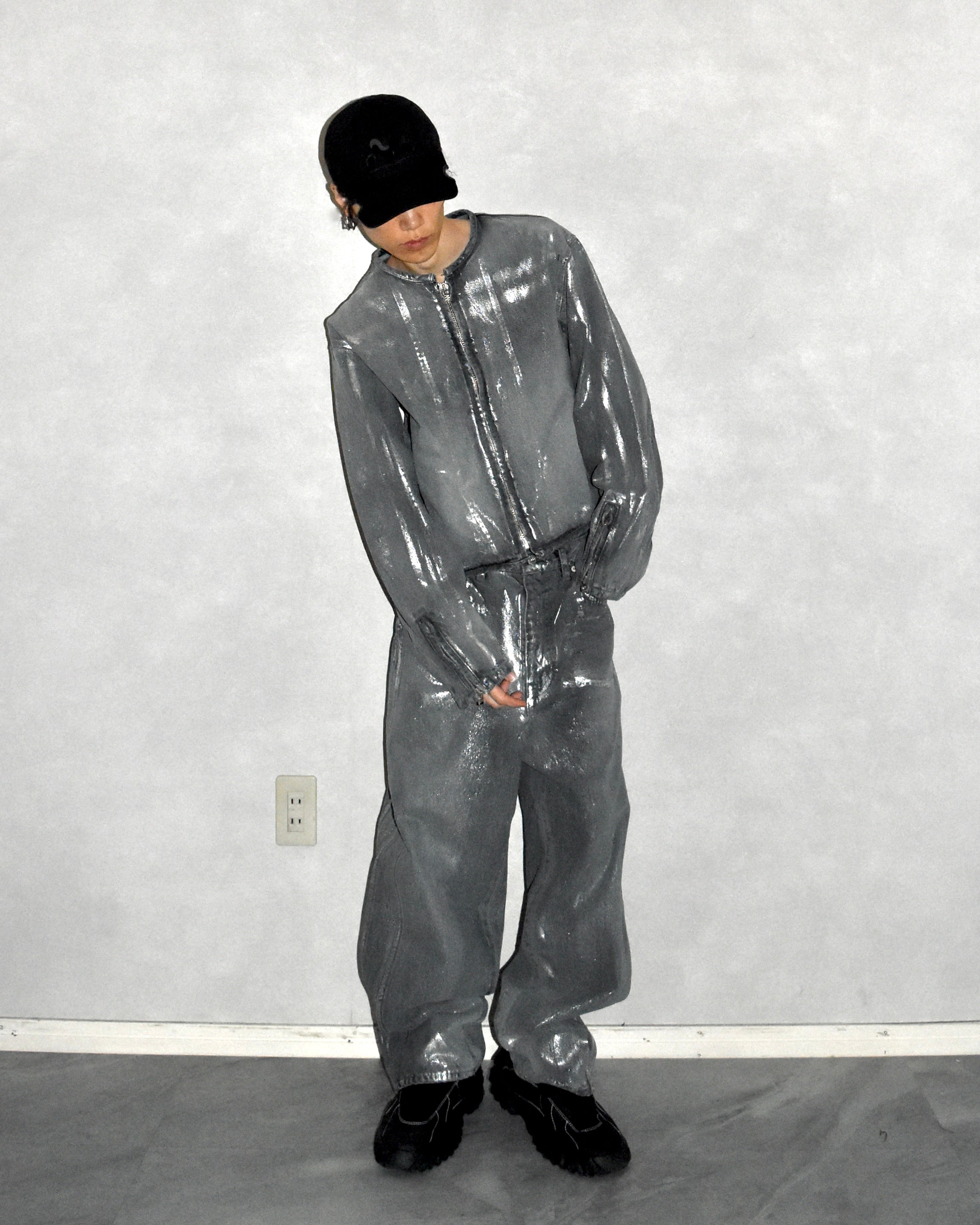 ROTOL / DOUBLE SEAMS RIDERS JACKET BLK FOIL PRINTING - Black