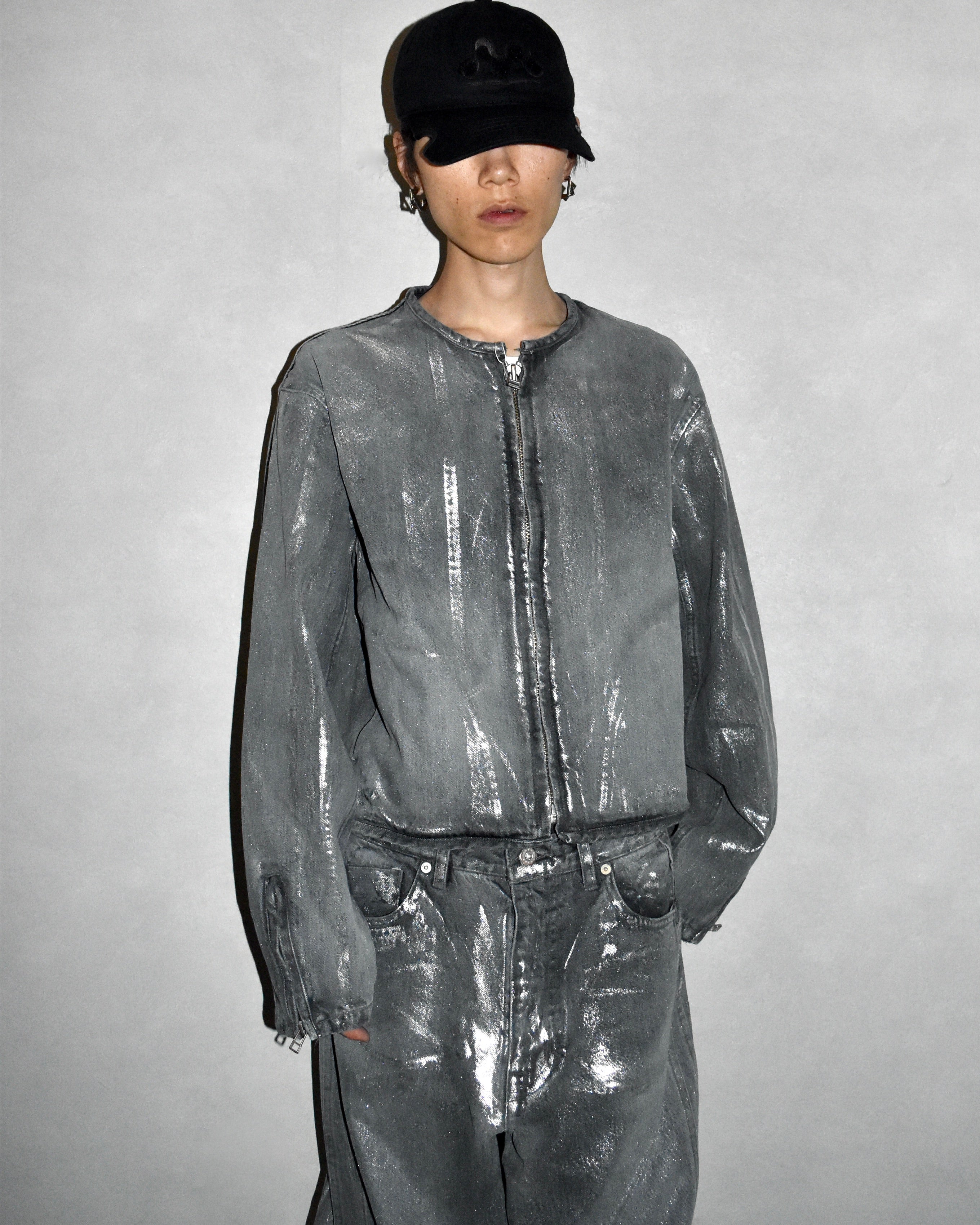 ROTOL / DOUBLE SEAMS RIDERS JACKET BLK FOIL PRINTING - Black