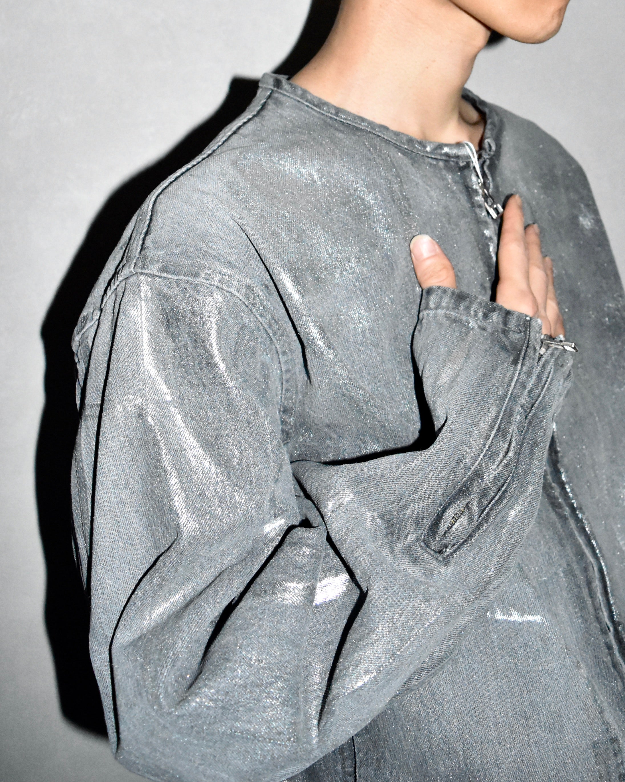 ROTOL / DOUBLE SEAMS RIDERS JACKET BLK FOIL PRINTING - Black