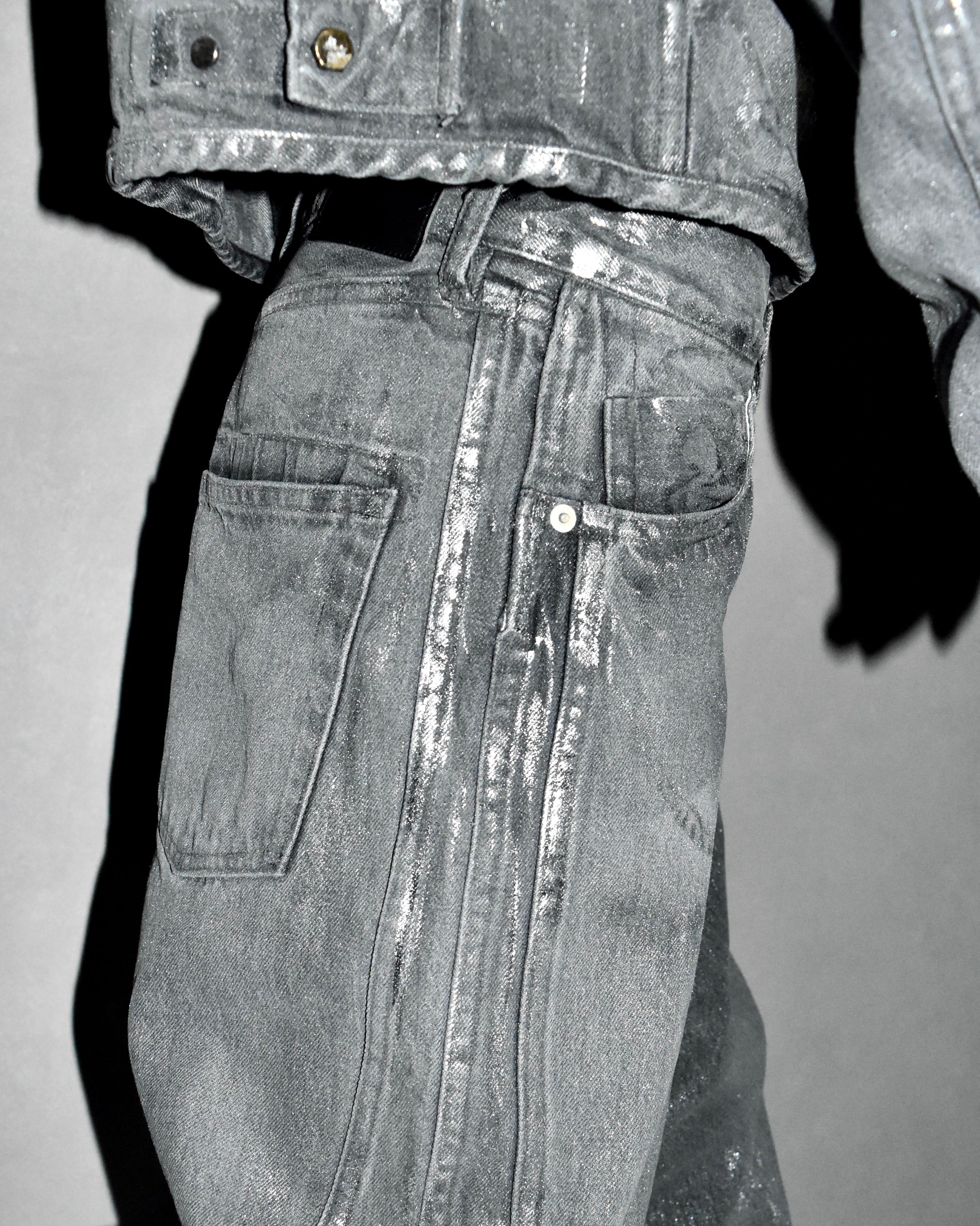 ROTOL / TRIPLE SEAMS 6P DENIM WIDE FOIL PRINTING - Black