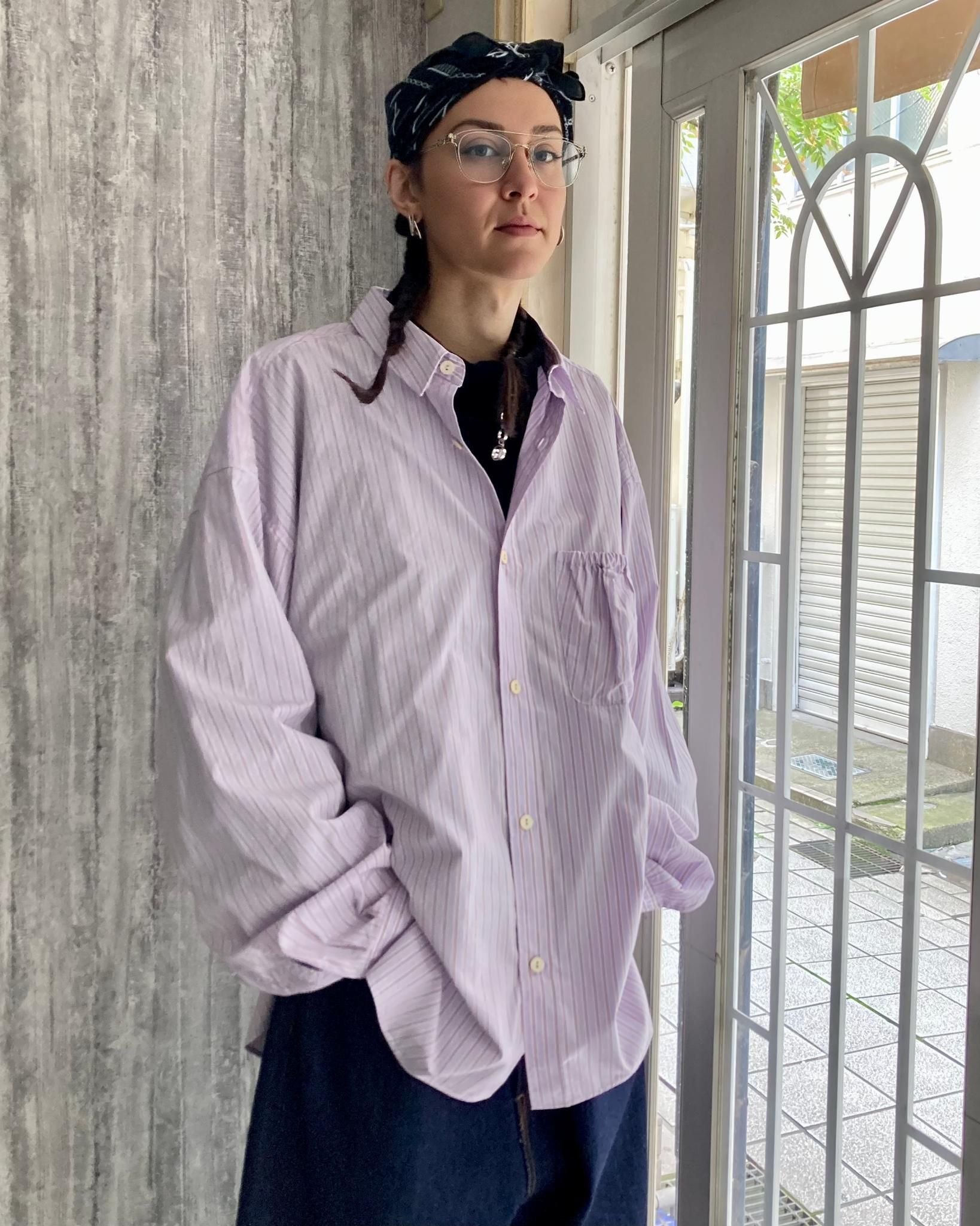 REFOMED / WRIST PATCH WIDE SHIRT "STRIPE" - Lavender