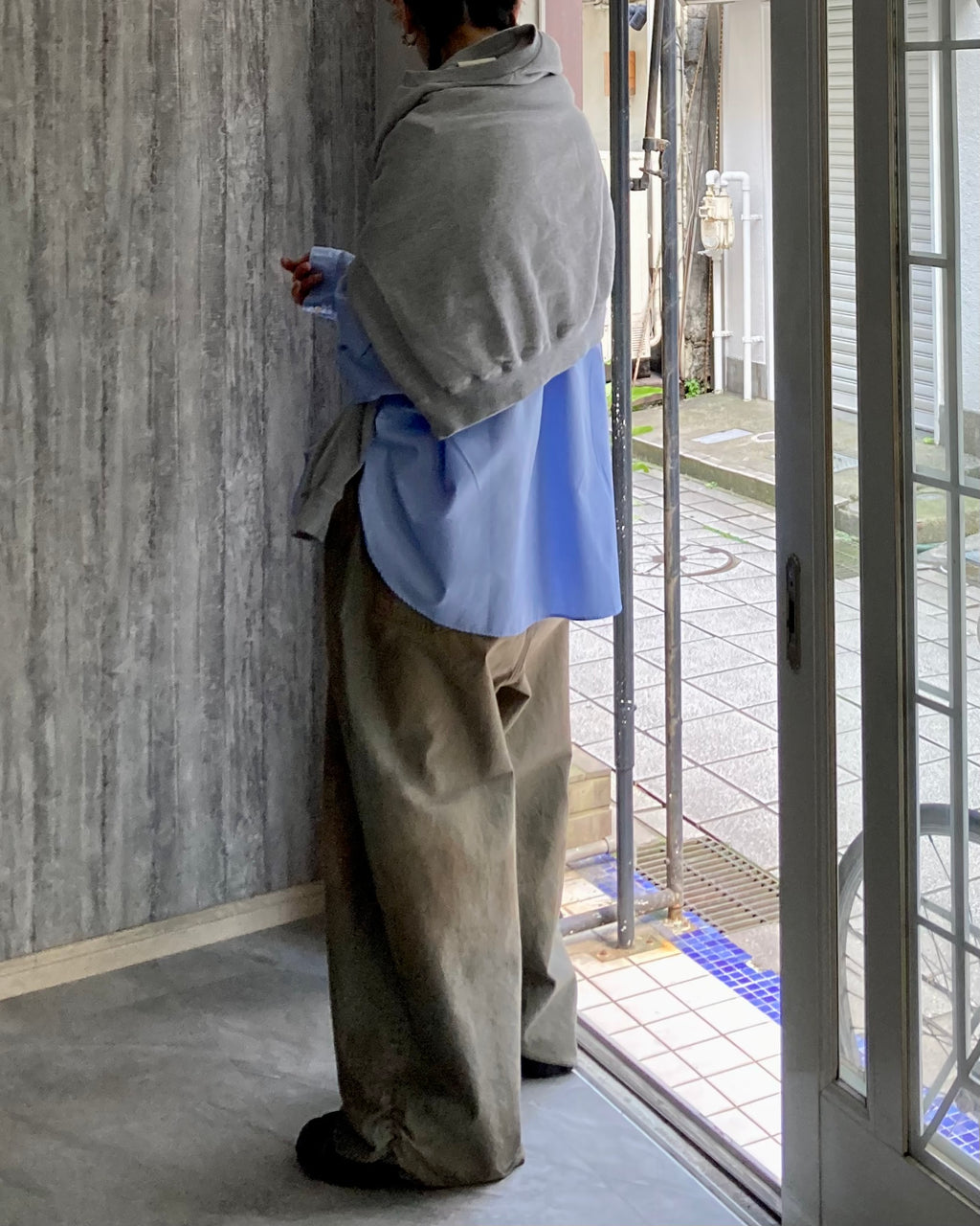 REFOMED / WRIST PATCH WIDE SHIRT - Sax