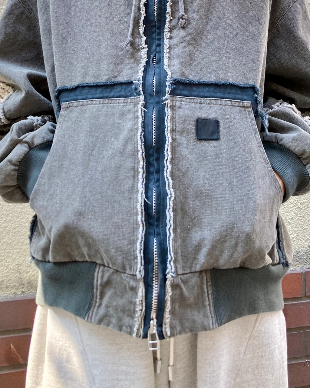 ROTOL / SLASH CANVAS HOODIE JACKET - Charcoal