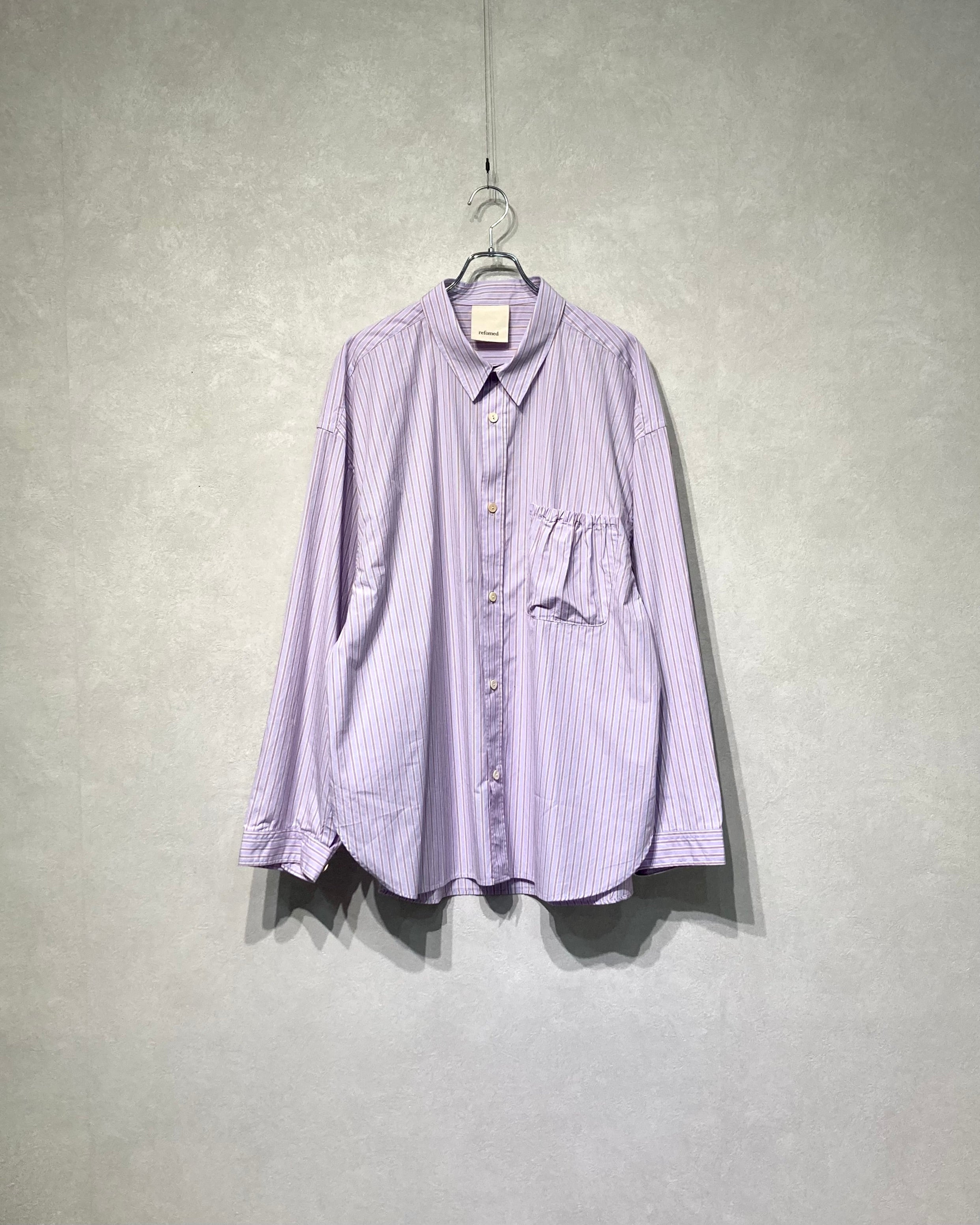 REFOMED / WRIST PATCH WIDE SHIRT "STRIPE" - Lavender
