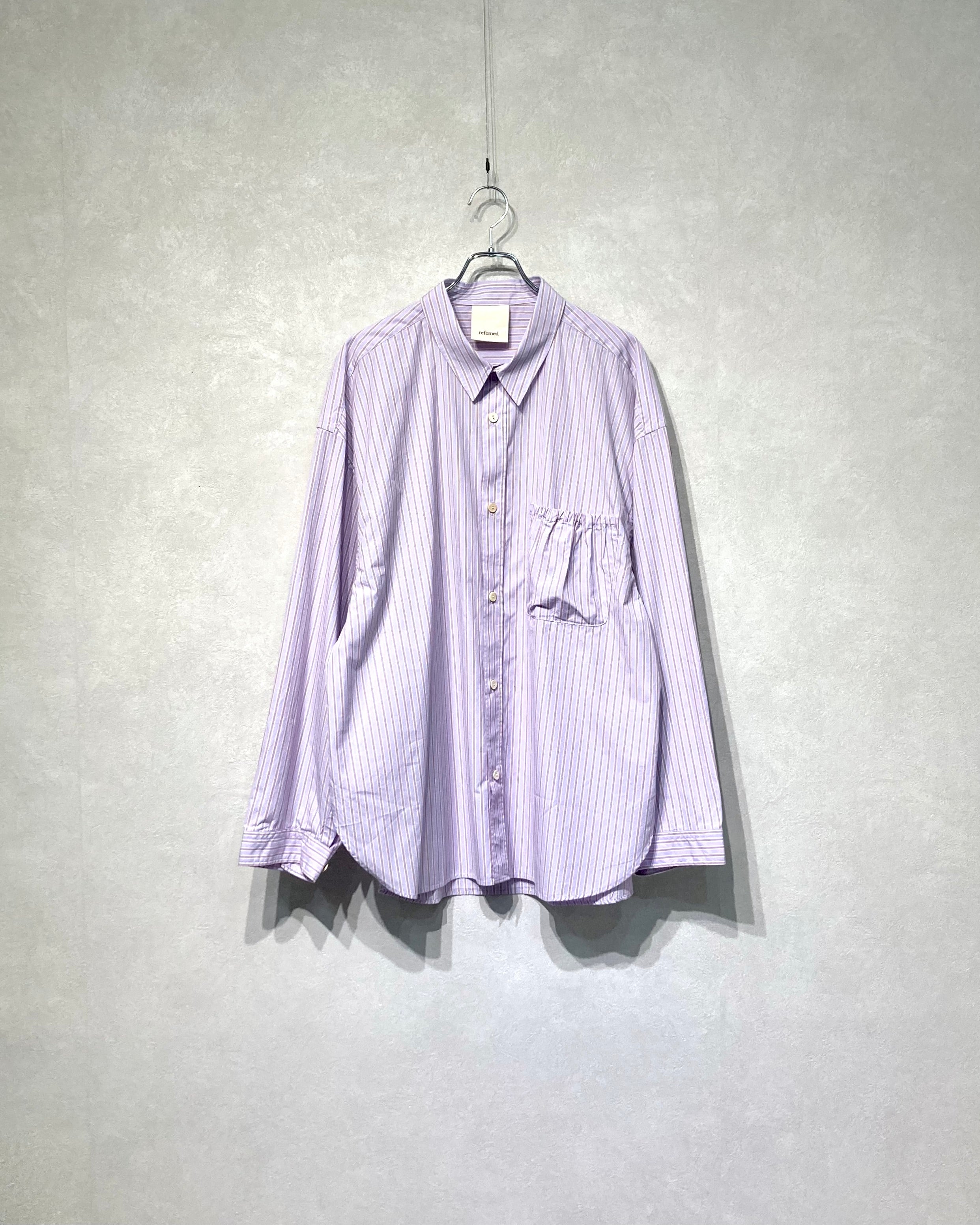 REFOMED / WRIST PATCH WIDE SHIRT "STRIPE" - Lavender