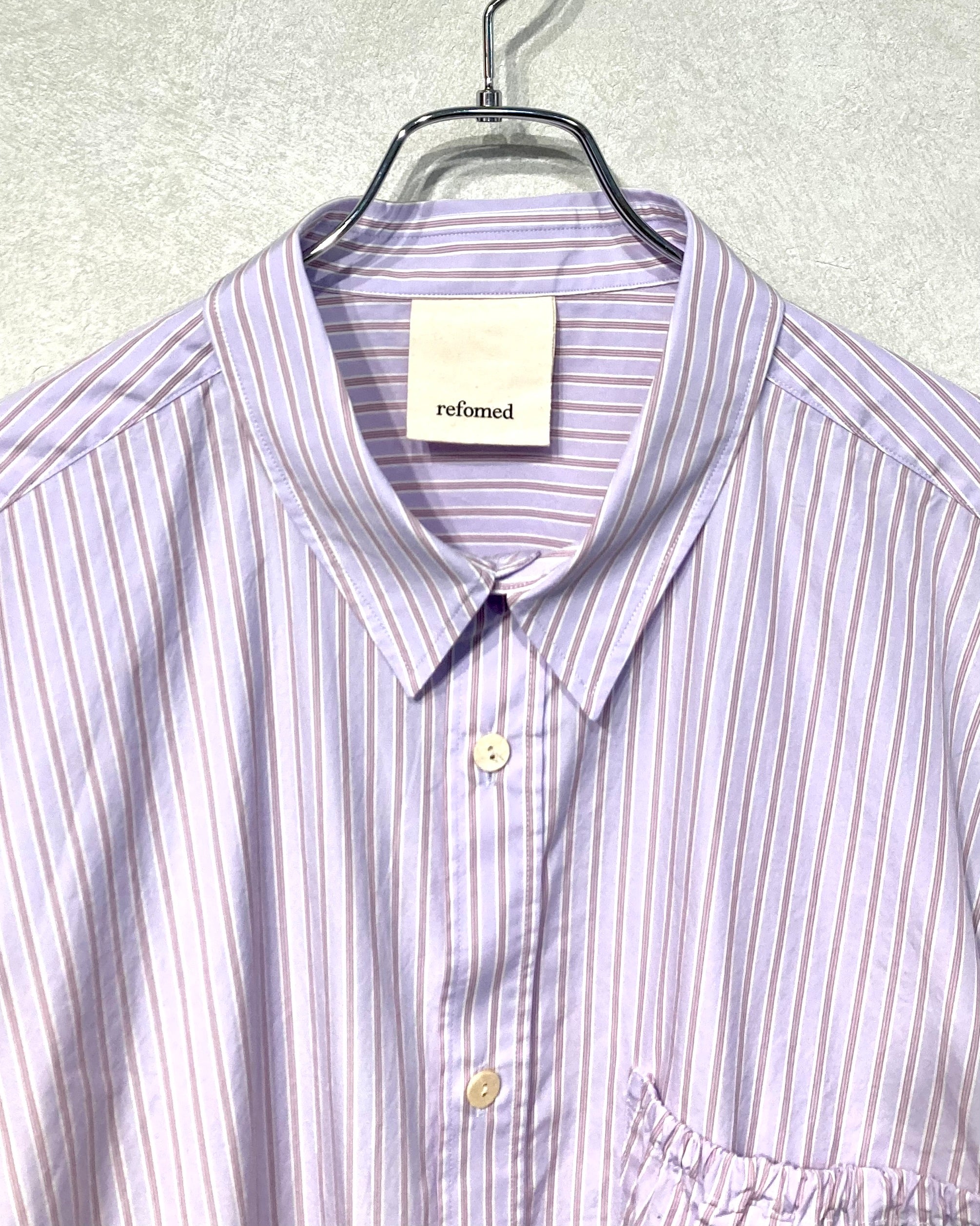 REFOMED / WRIST PATCH WIDE SHIRT "STRIPE" - Lavender