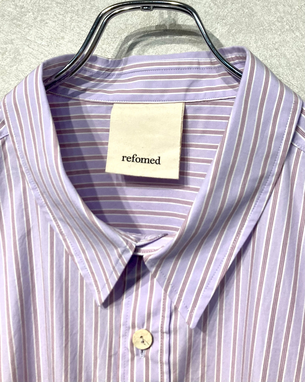 REFOMED / WRIST PATCH WIDE SHIRT "STRIPE" - Lavender