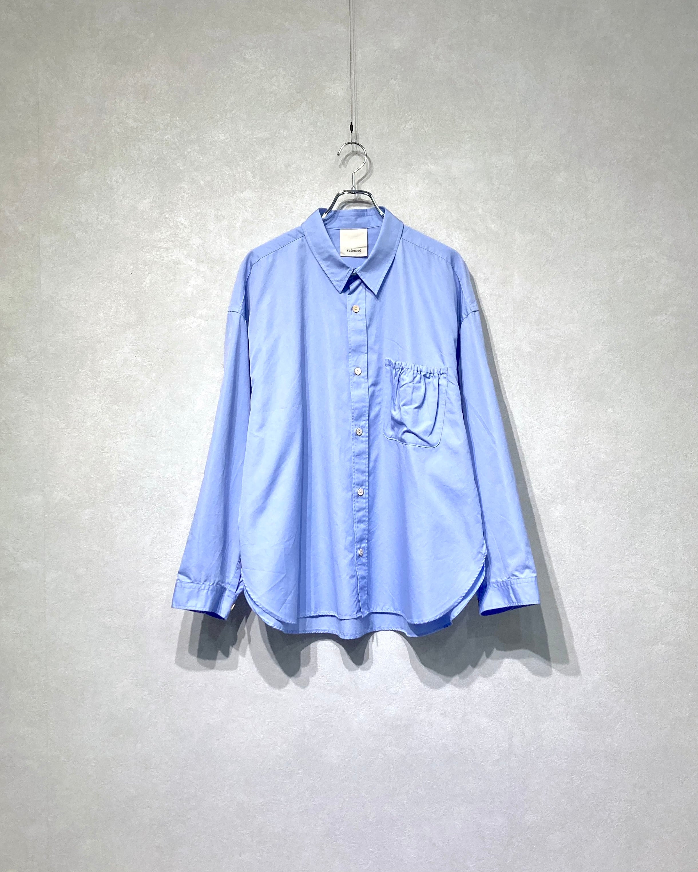 REFOMED / WRIST PATCH WIDE SHIRT - Sax