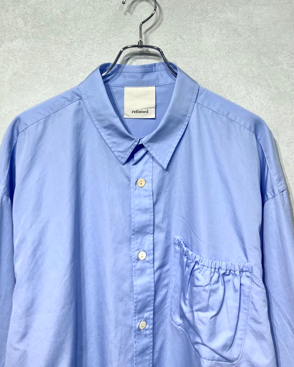 REFOMED / WRIST PATCH WIDE SHIRT - Sax