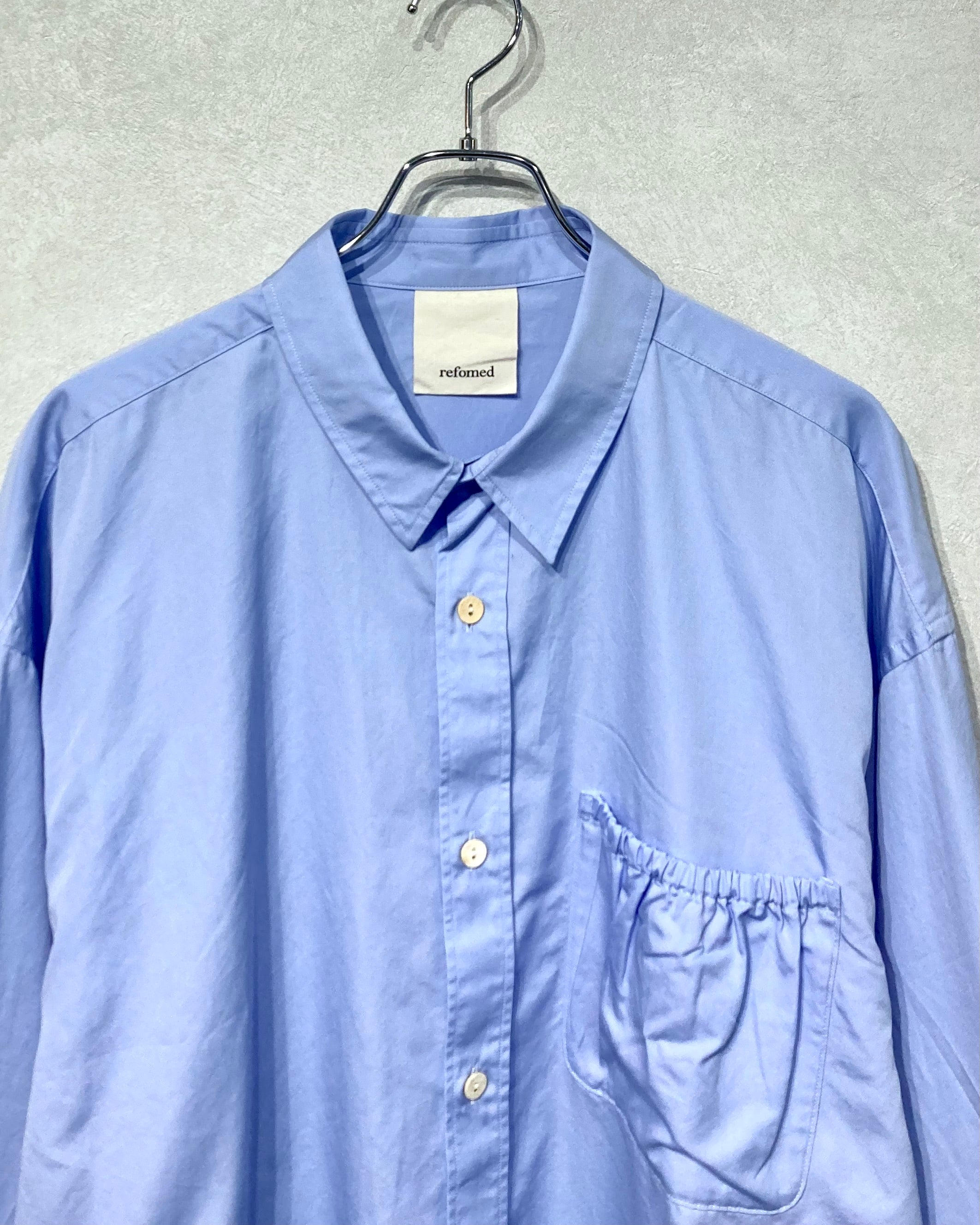 REFOMED / WRIST PATCH WIDE SHIRT - Sax