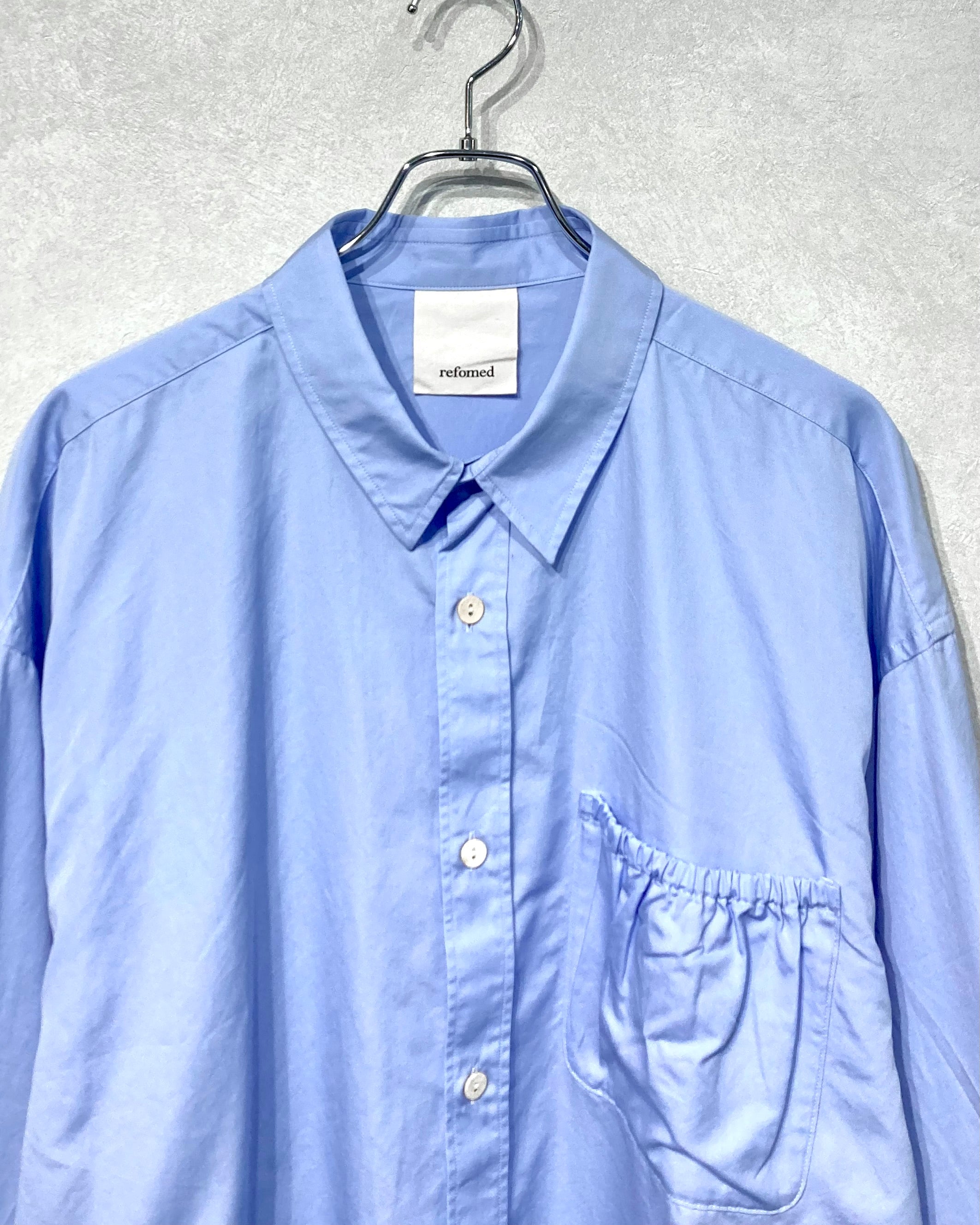 REFOMED / WRIST PATCH WIDE SHIRT - Sax