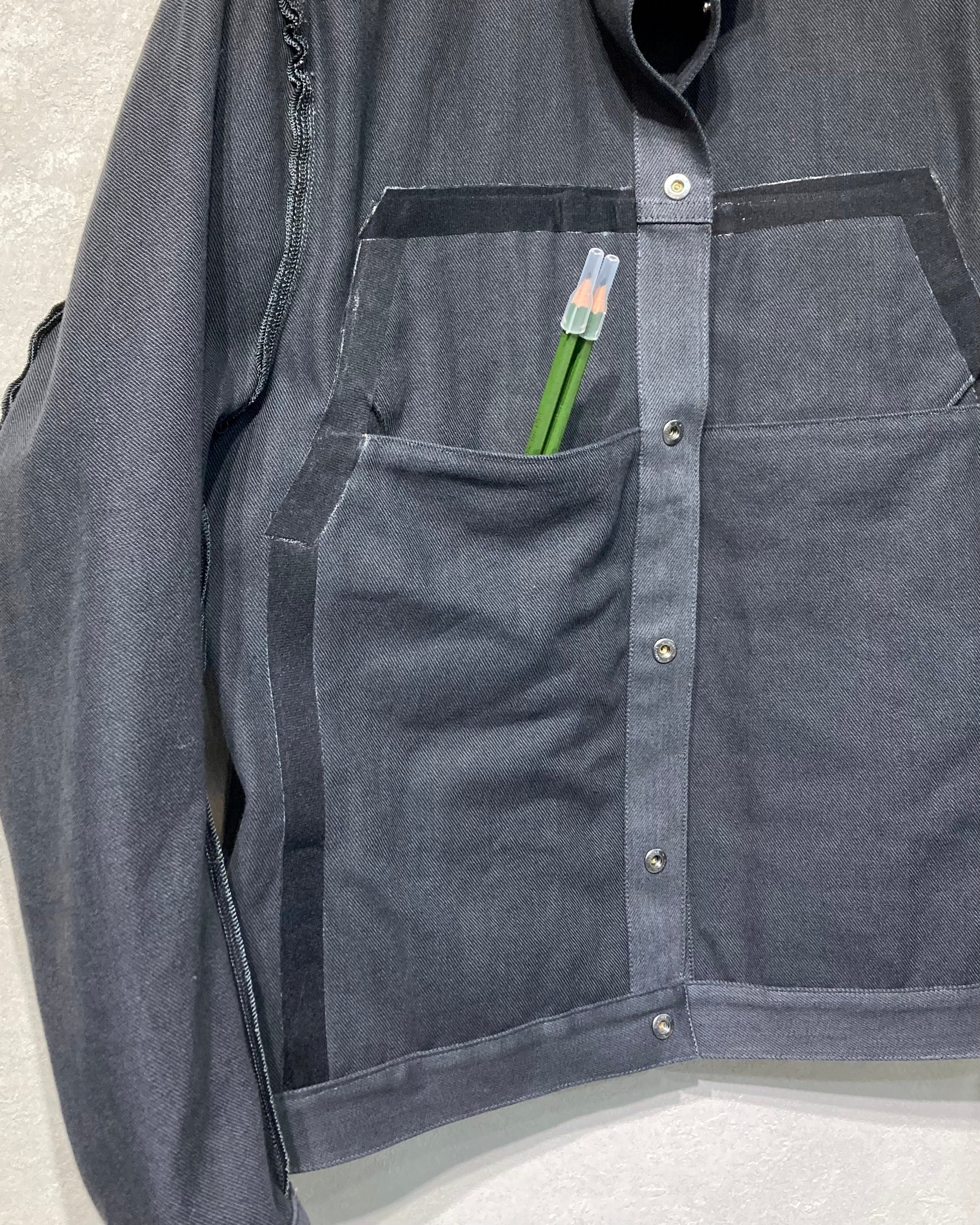 OPPOSE DUALITY / 8POCKET PANEL DENIM JKT - Dark gray