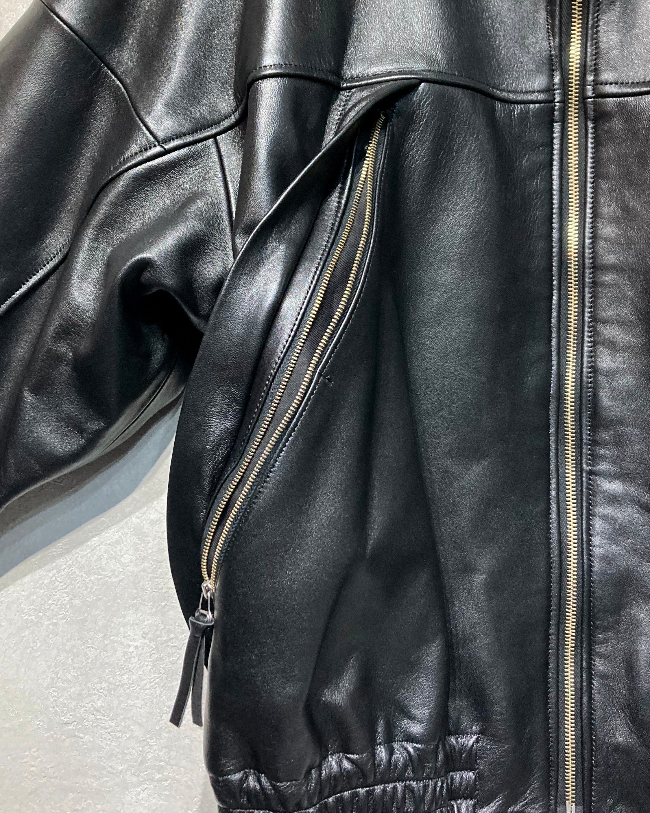 ROTOL / LEATHER VENTILATION BLOUSON - Black