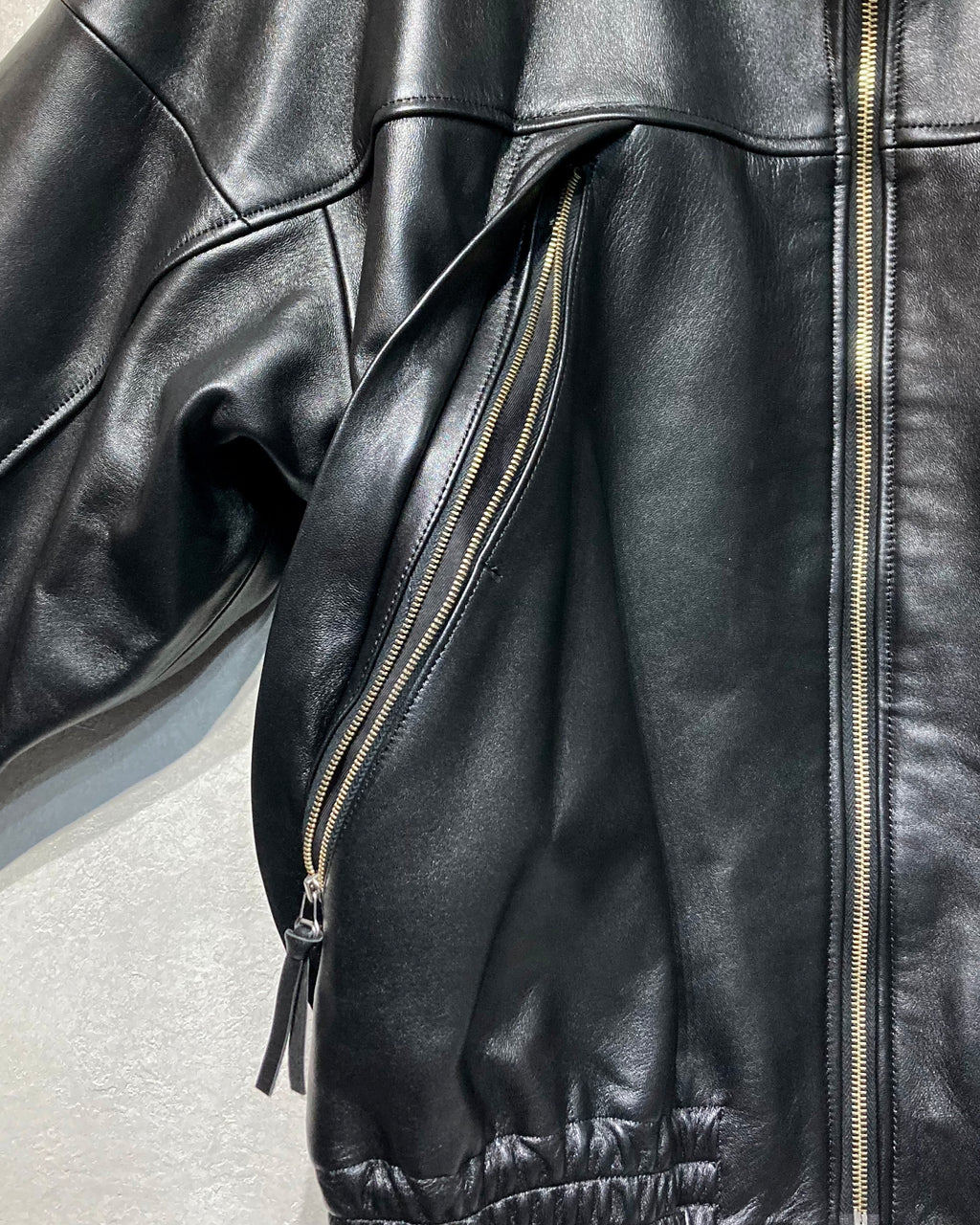 ROTOL / LEATHER VENTILATION BLOUSON - Black