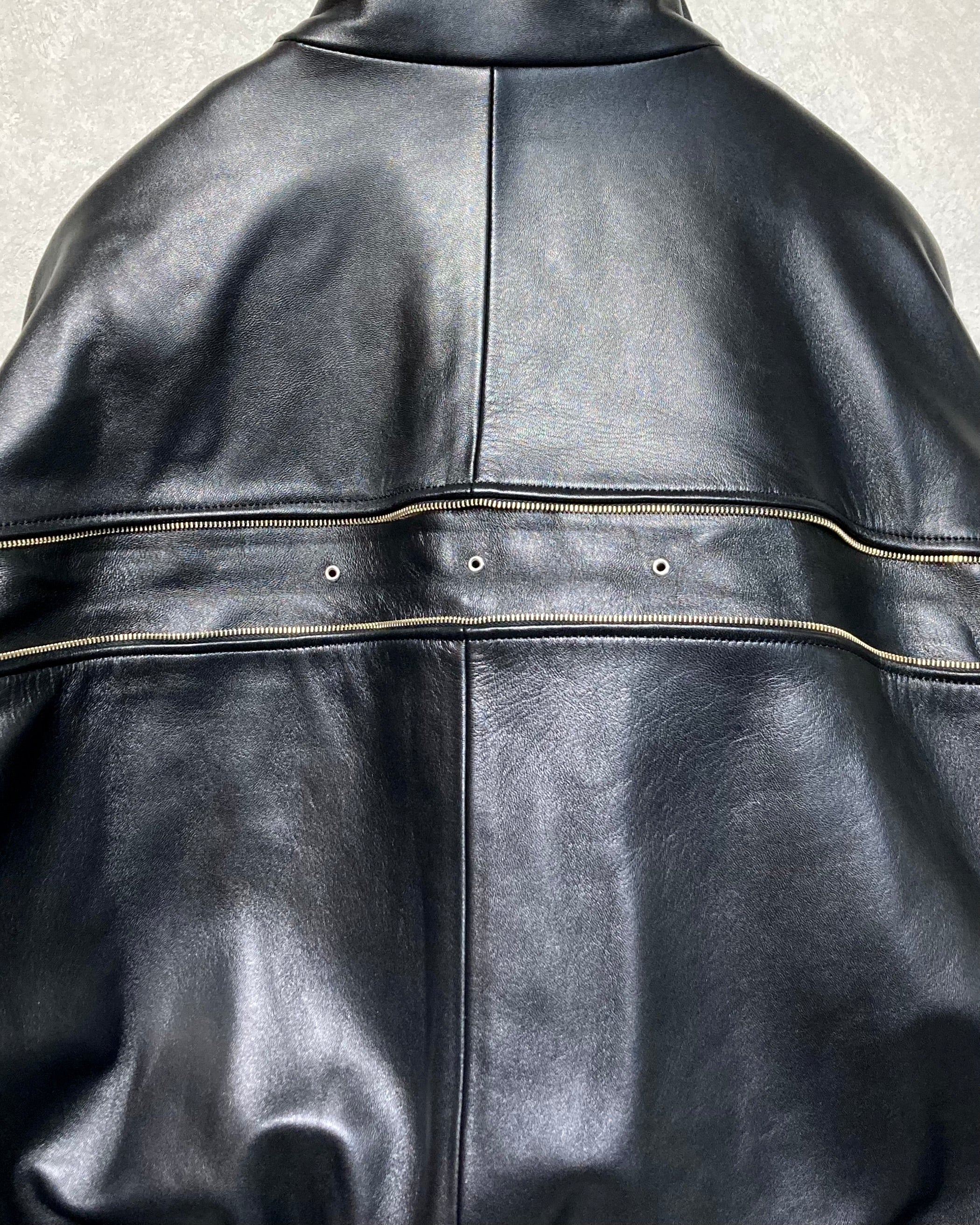 ROTOL / LEATHER VENTILATION BLOUSON - Black