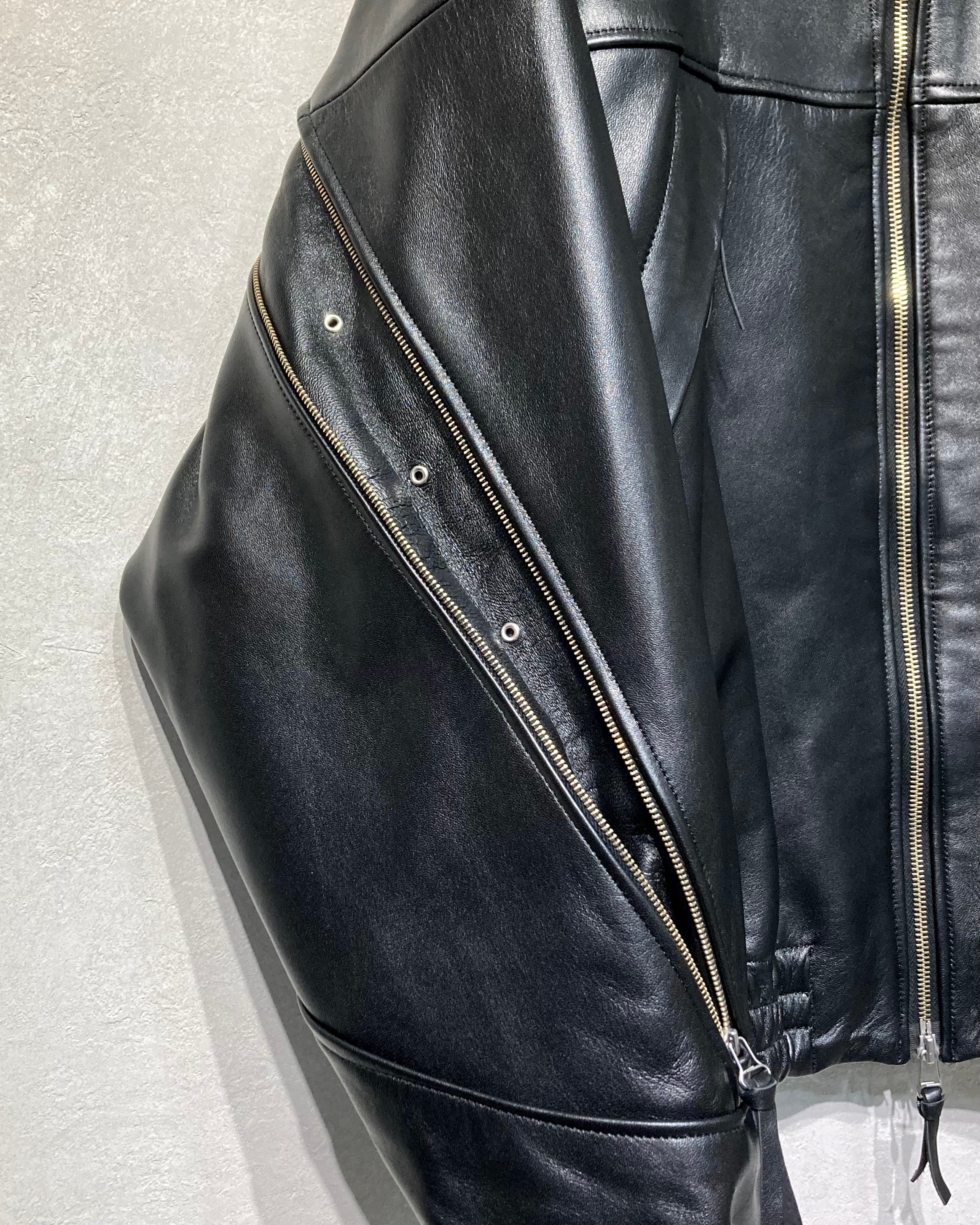 ROTOL / LEATHER VENTILATION BLOUSON - Black