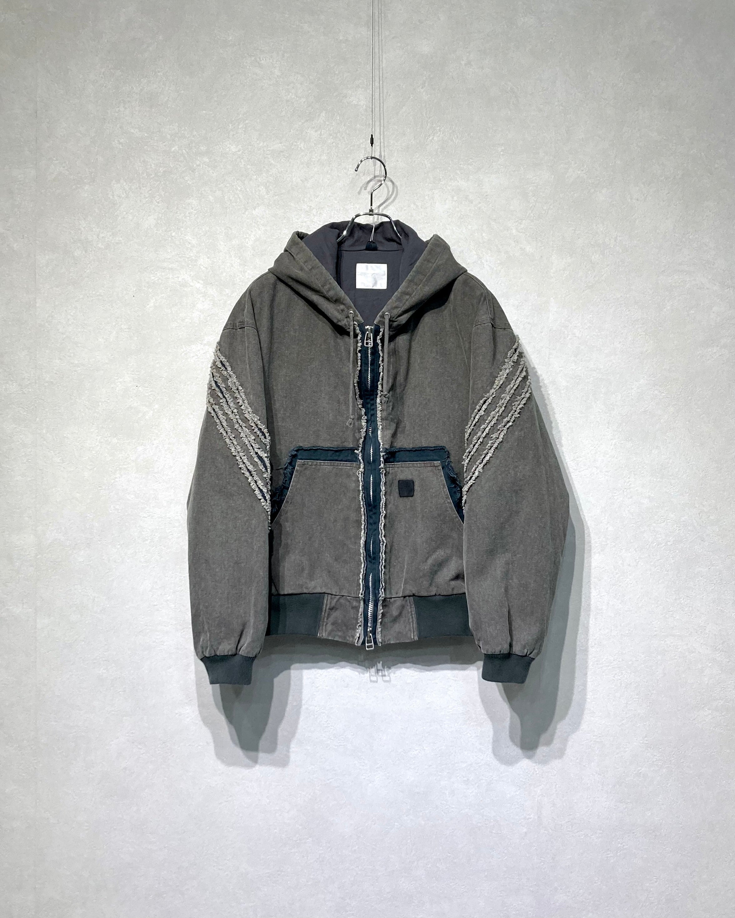 ROTOL / SLASH CANVAS HOODIE JACKET - Charcoal