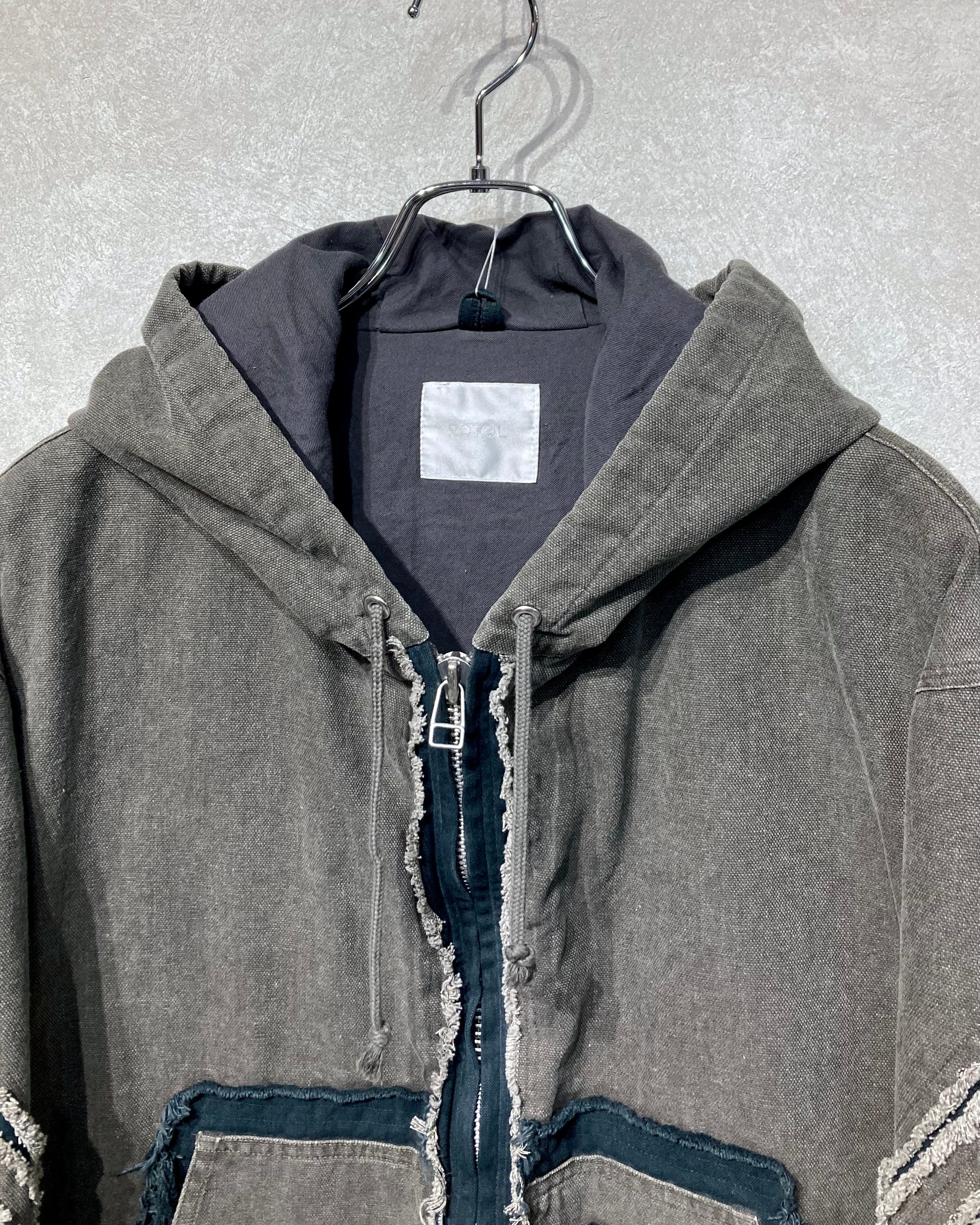 ROTOL / SLASH CANVAS HOODIE JACKET - Charcoal