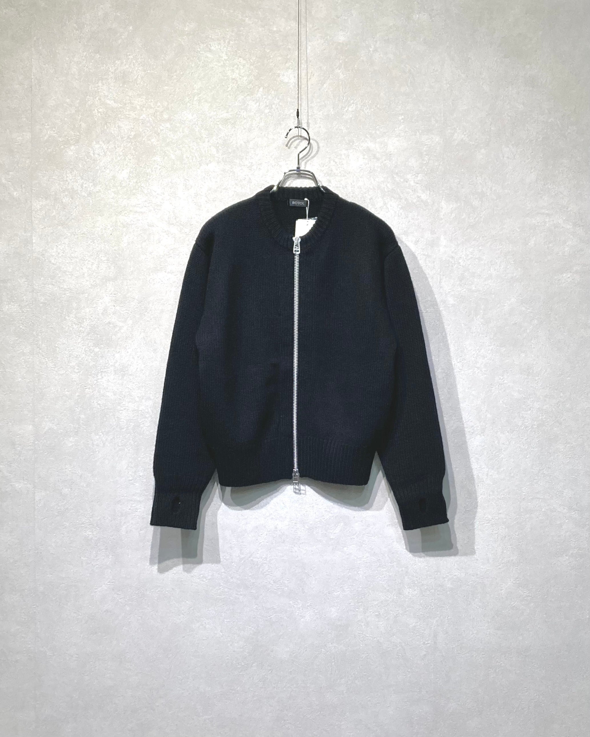 ROTOL / WOOL CASHMERE ZIP KNIT SWEATER - Black