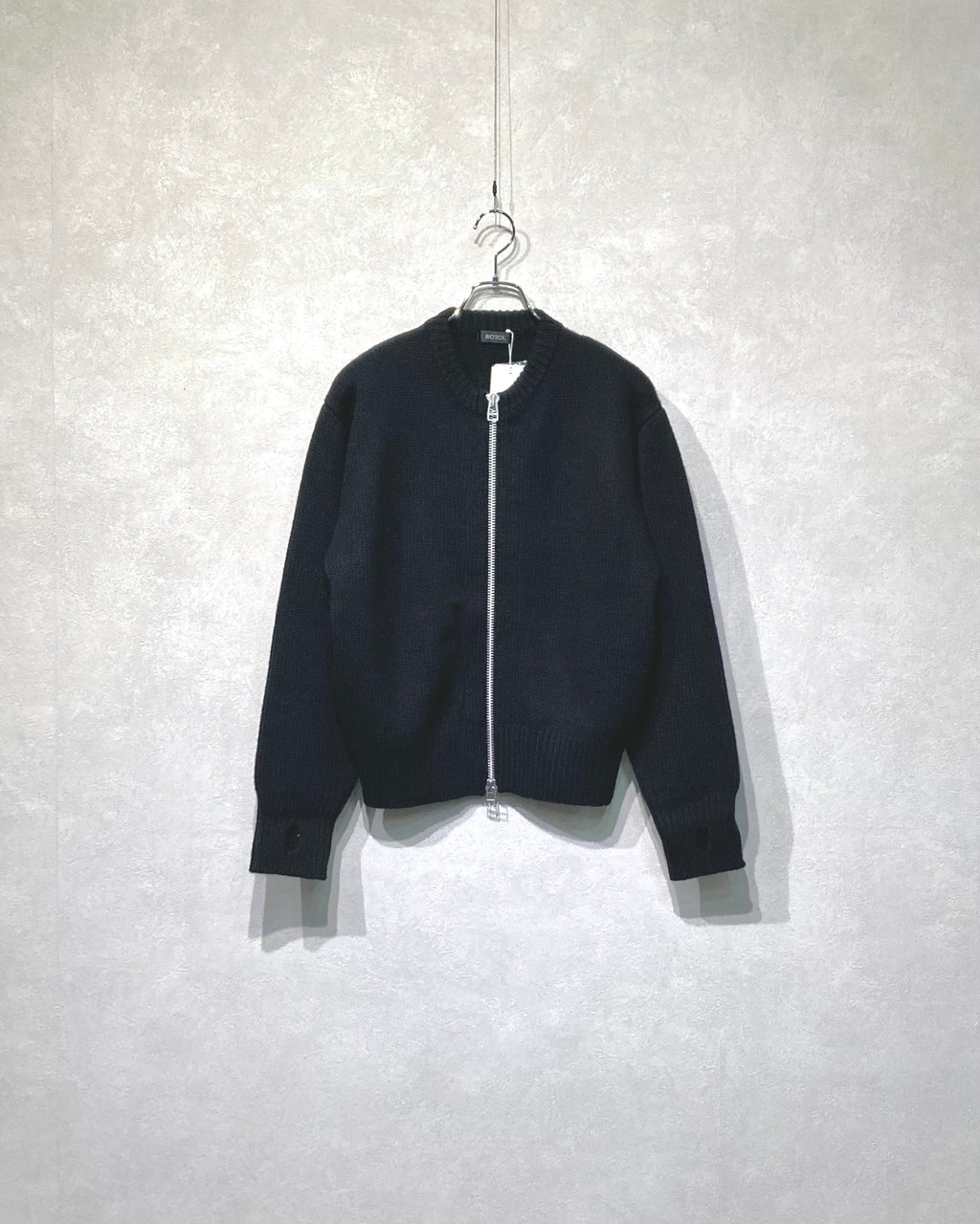 ROTOL / WOOL CASHMERE ZIP KNIT SWEATER - Black