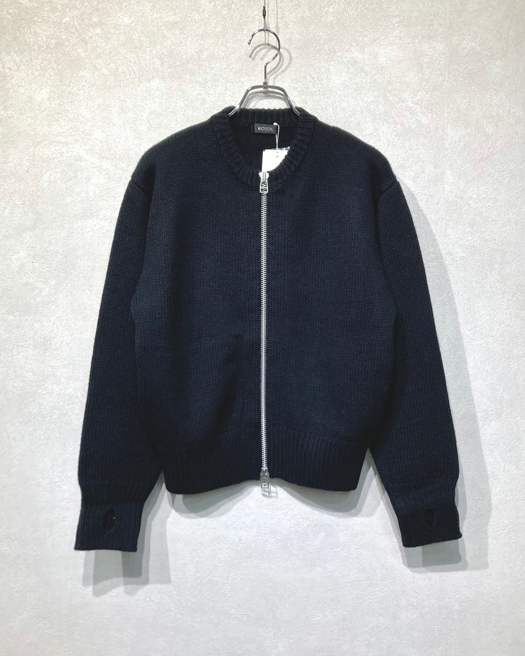 ROTOL / WOOL CASHMERE ZIP KNIT SWEATER - Black