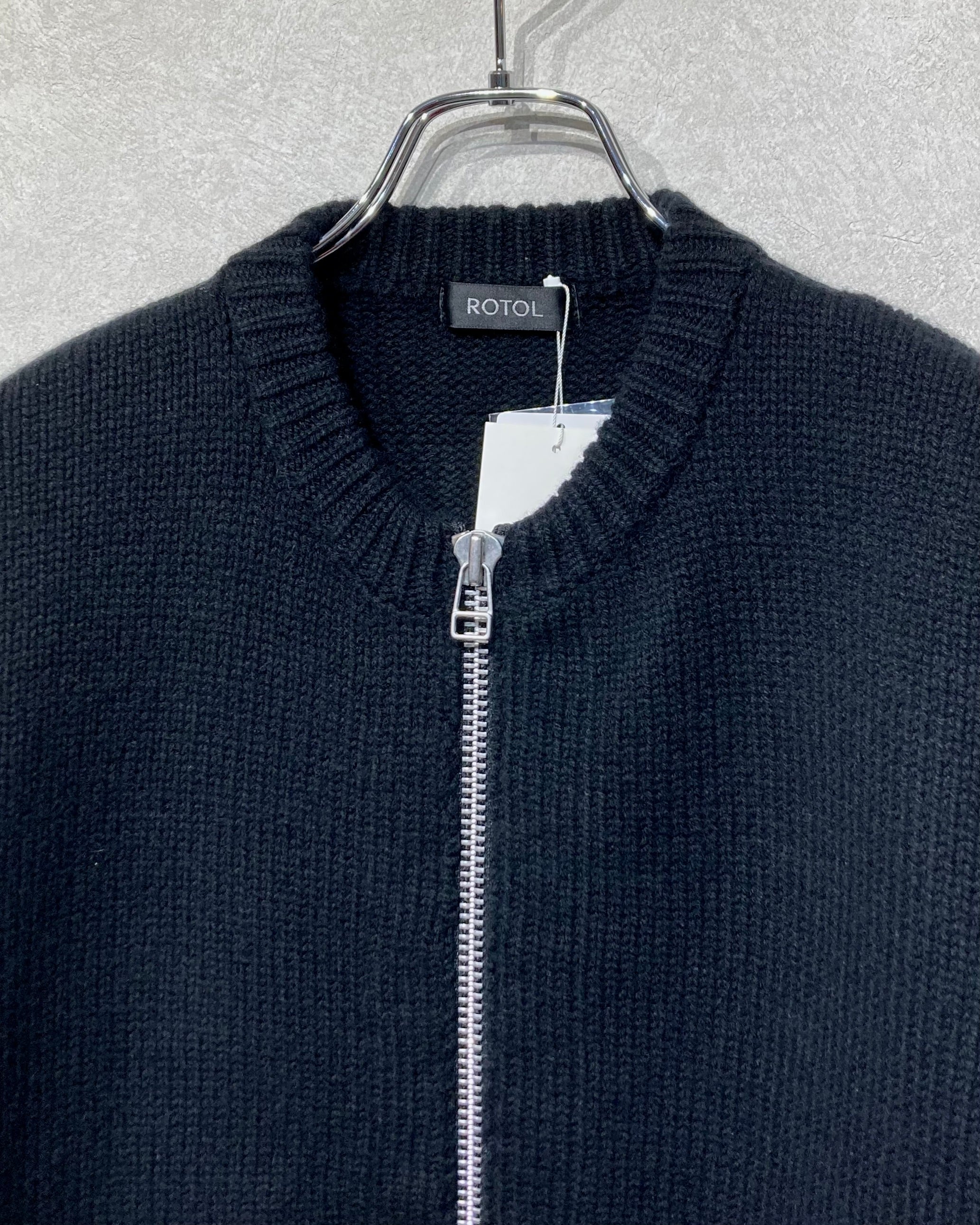 ROTOL / WOOL CASHMERE ZIP KNIT SWEATER - Black