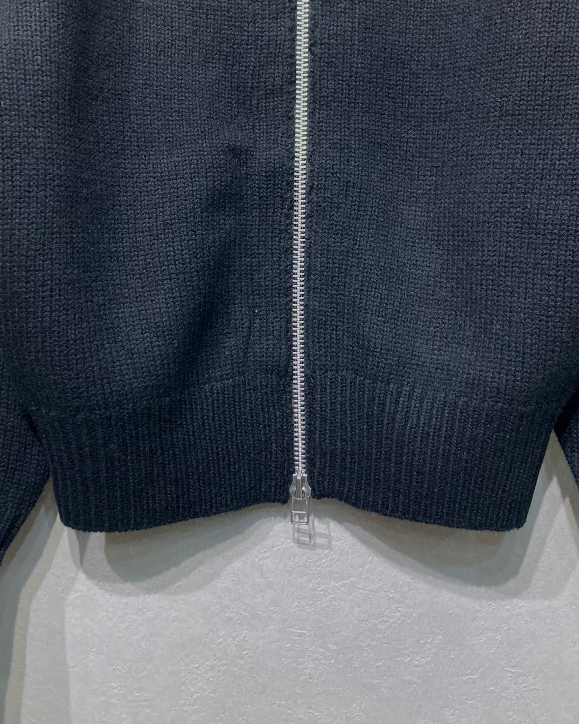 ROTOL / WOOL CASHMERE ZIP KNIT SWEATER - Black