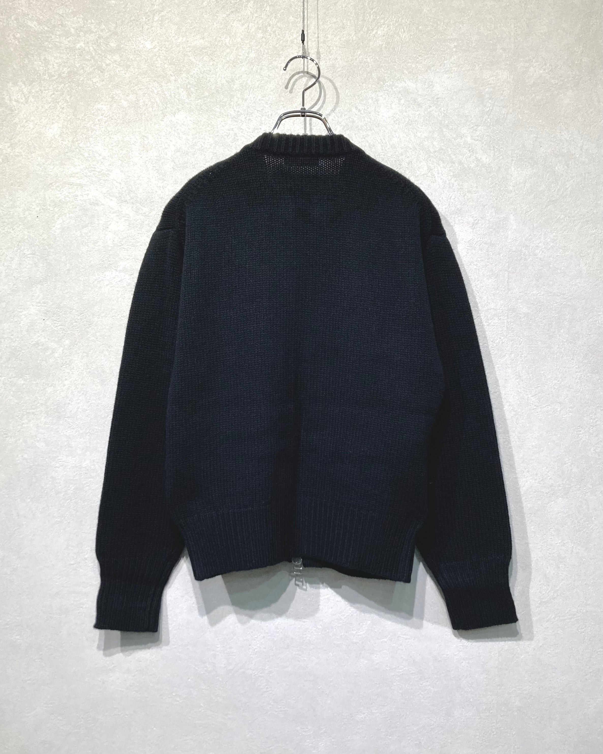 ROTOL / WOOL CASHMERE ZIP KNIT SWEATER - Black