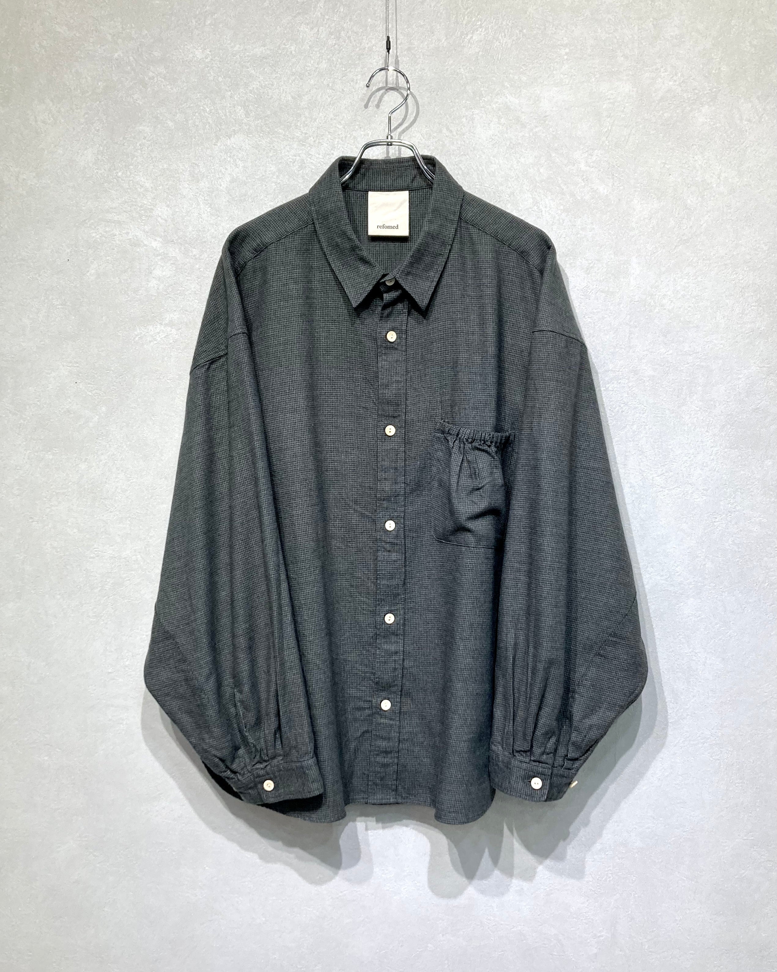 REFOMED / WRIST PATCH WIDE SHIRT "CHECK" - Charcoal
