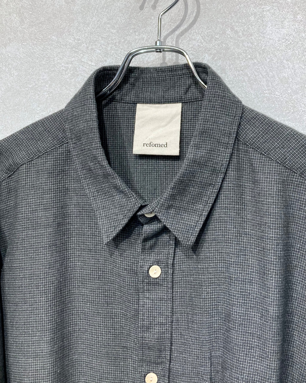 REFOMED / WRIST PATCH WIDE SHIRT "CHECK" - Charcoal