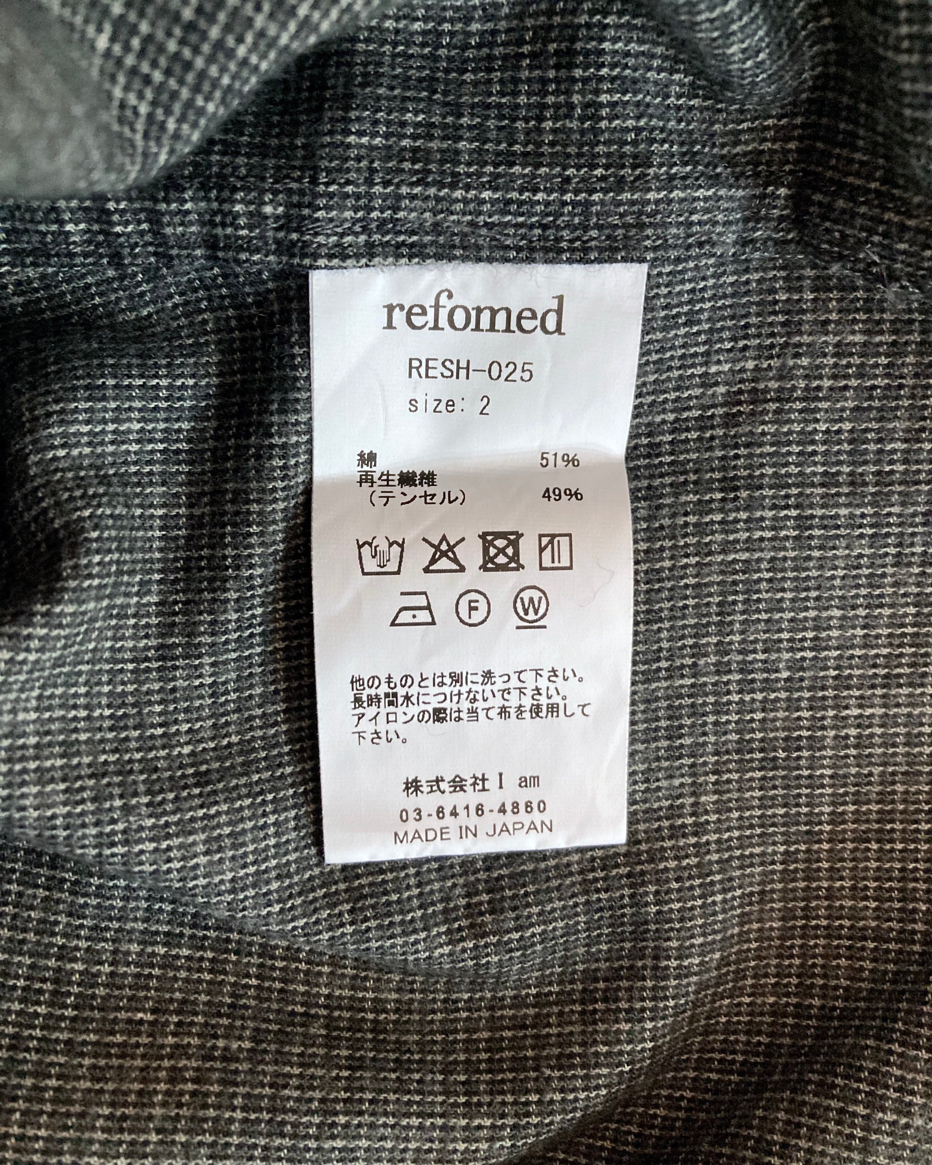 REFOMED / WRIST PATCH WIDE SHIRT "CHECK" - Charcoal