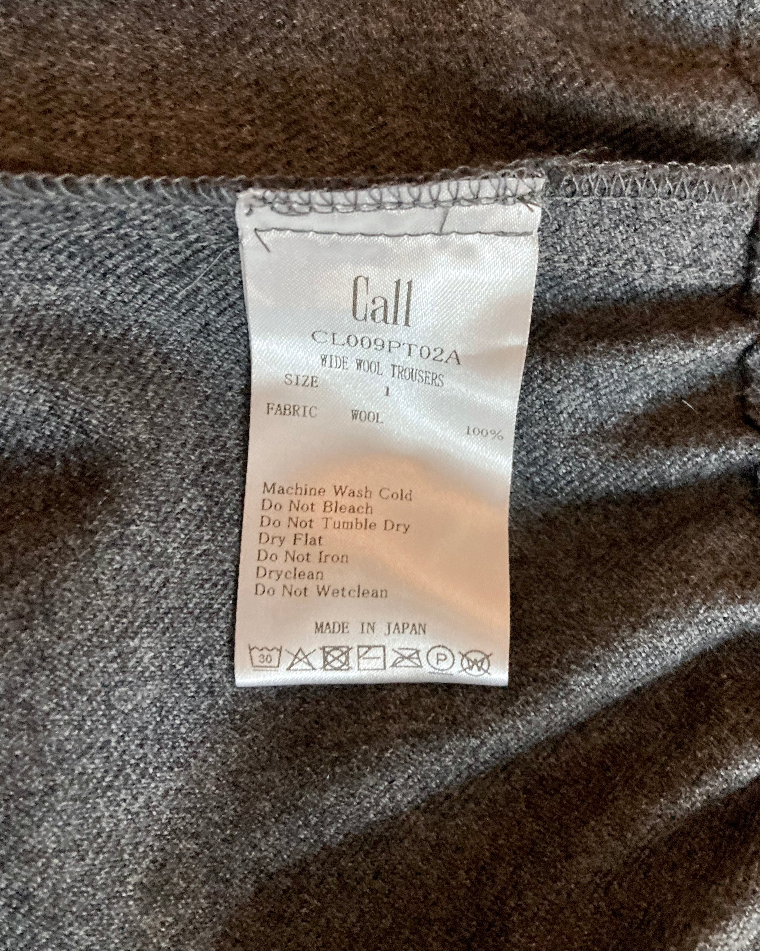 CALL / WIDE WOOL TROUSERS - Gray