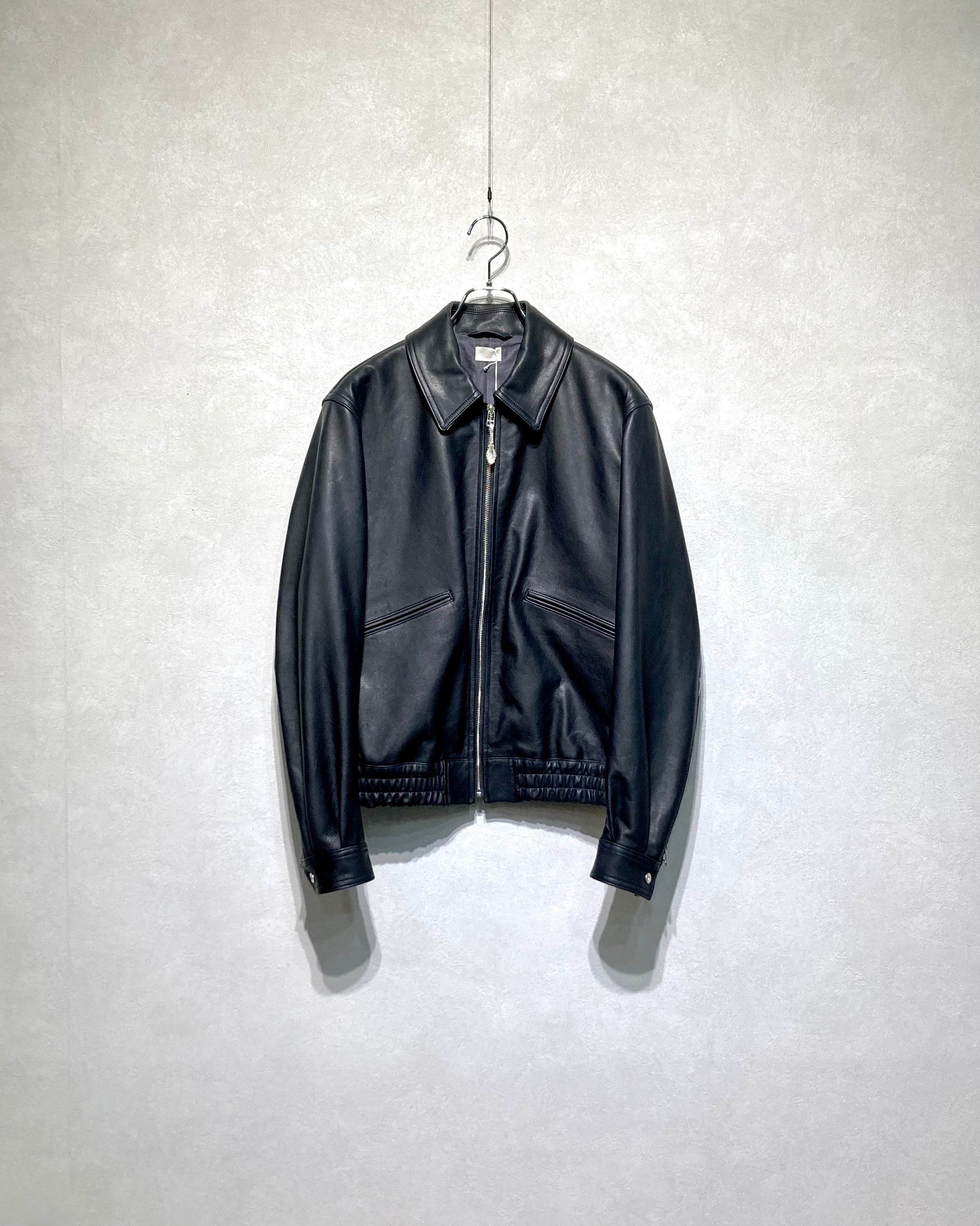 CALL / ZIP-UP LEATHER BLOUSON - Black