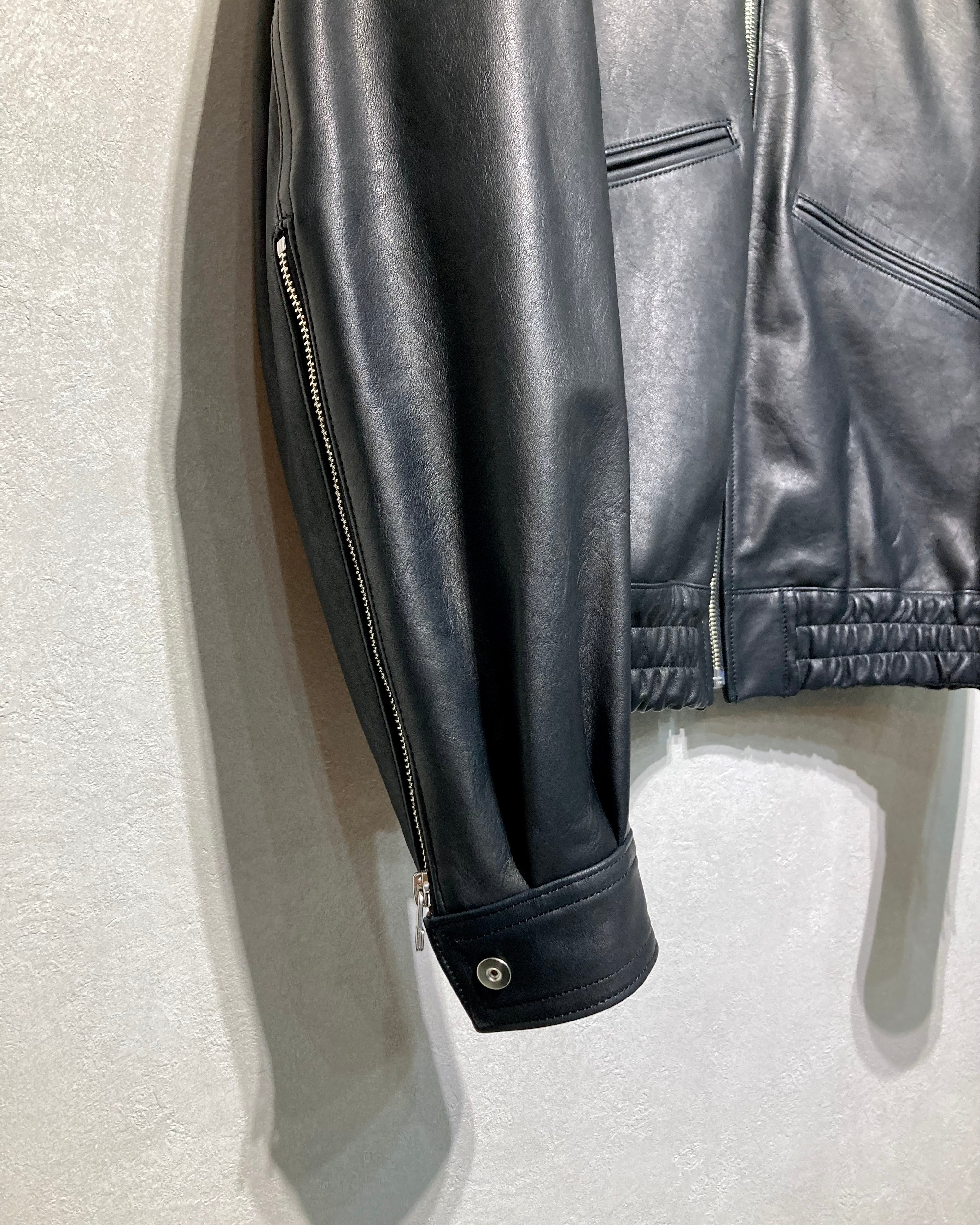 CALL / ZIP-UP LEATHER BLOUSON - Black