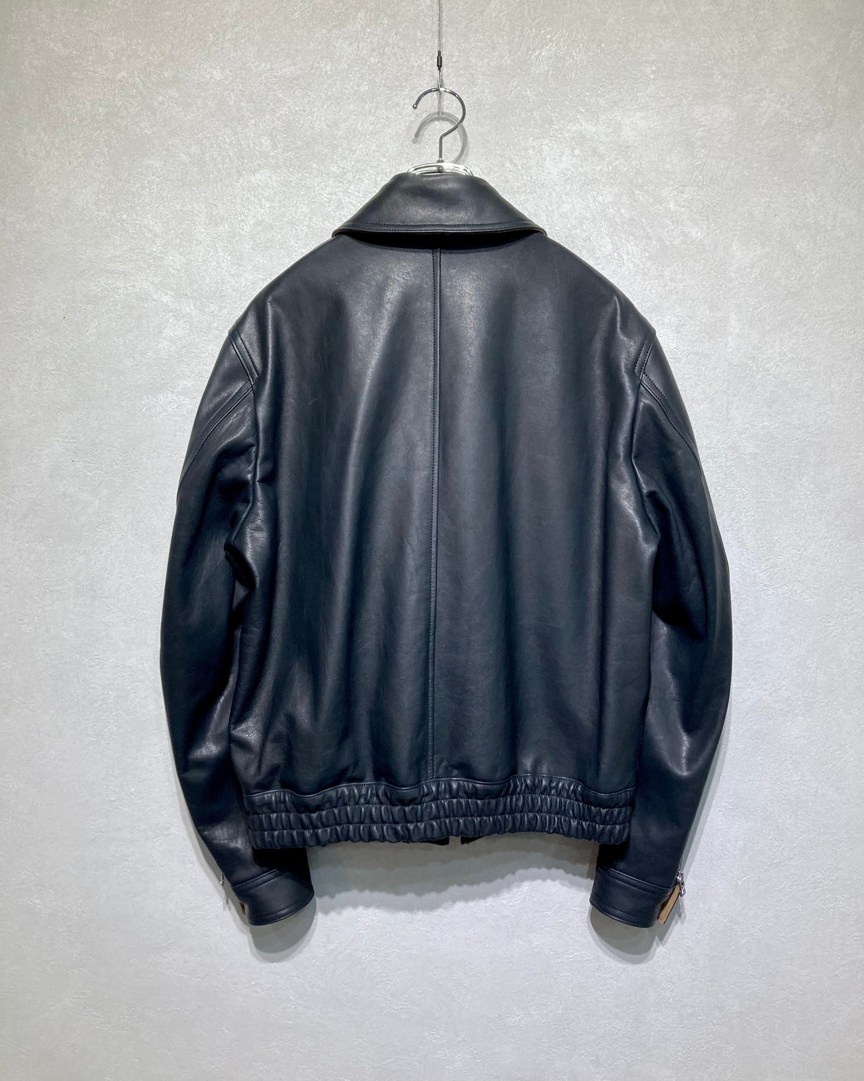 CALL / ZIP-UP LEATHER BLOUSON - Black